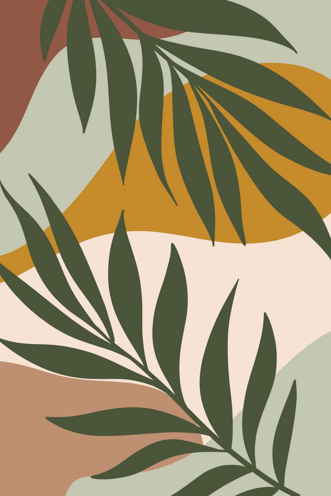 Abstract Palm Green Leaves ArtWork - beink online art store