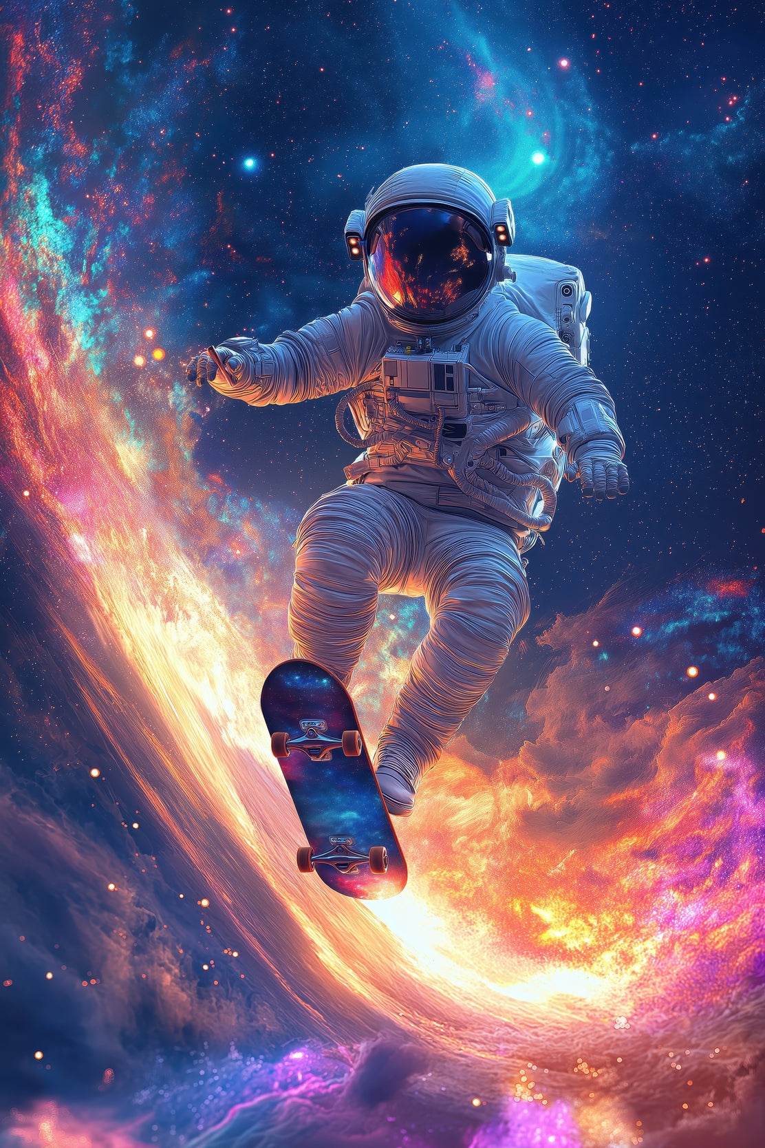 Astronaut Floating Space with skate board - beink online art store