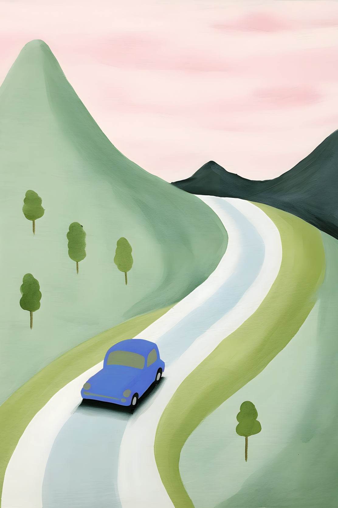 Mountain Road Trip Illustration Wall Art - beink online art store