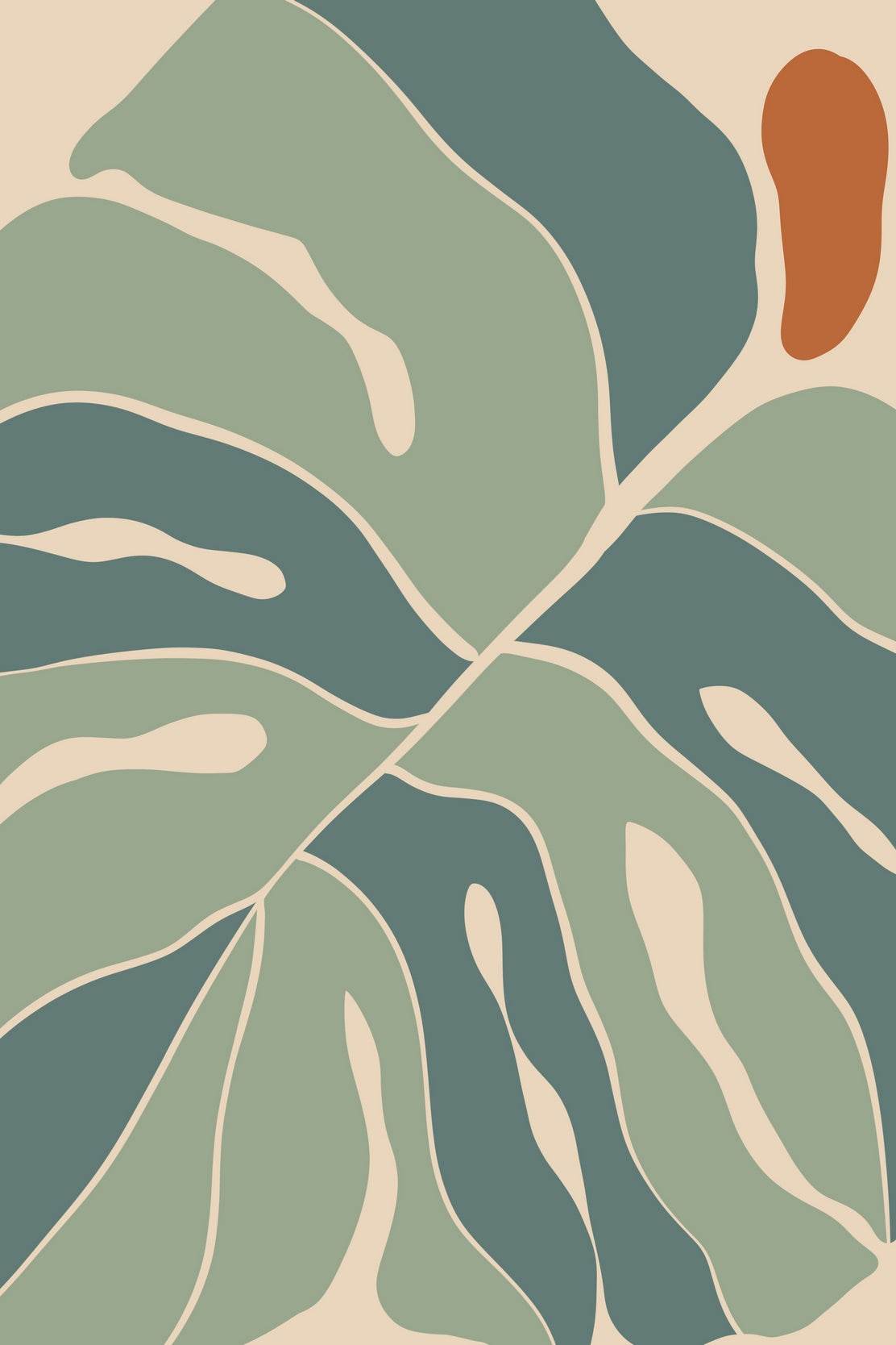Green Textured Leaf Pattern ArtWork - beink online art store