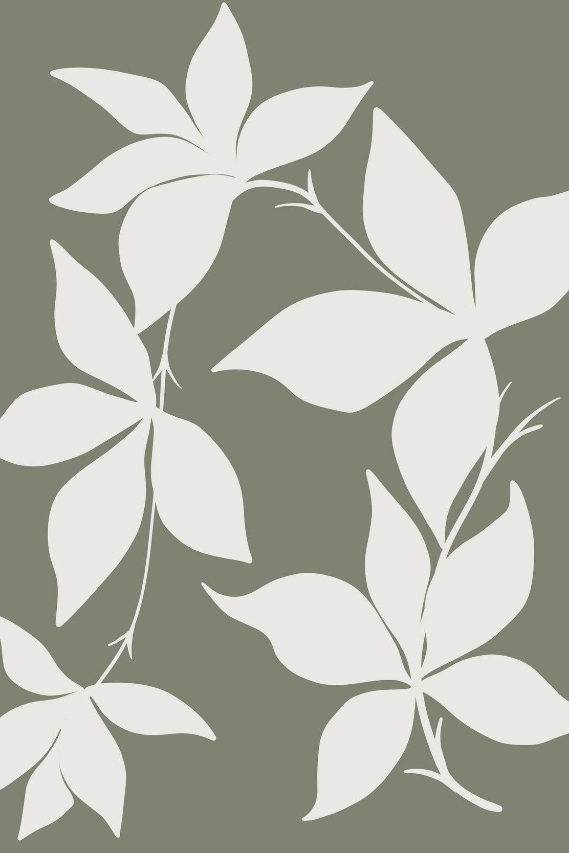 White Blossoms Silhouettes of Flowers ArtWork - beink online art store