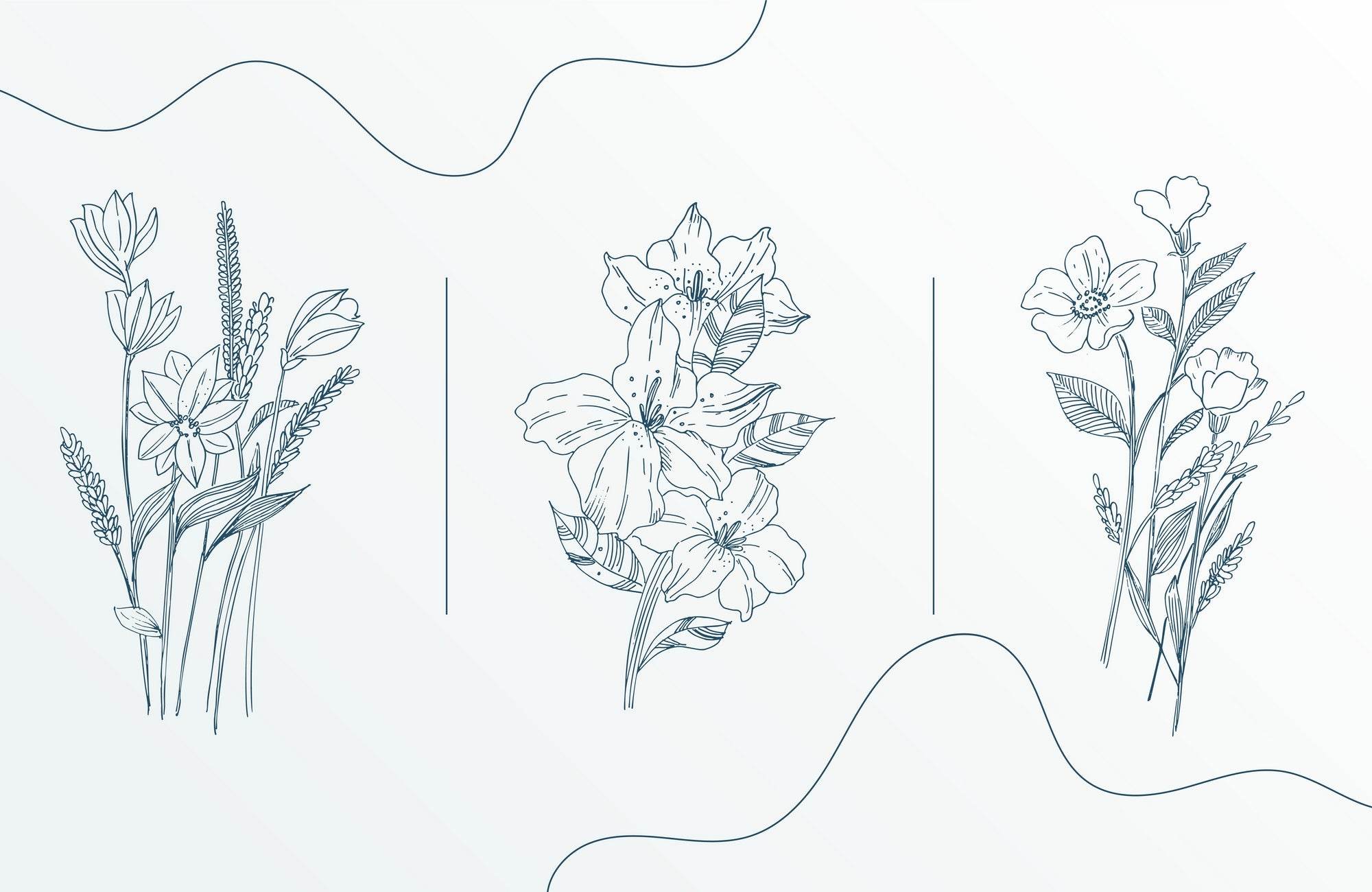 Hand Drawn Flowers Wall Art - beink online art store