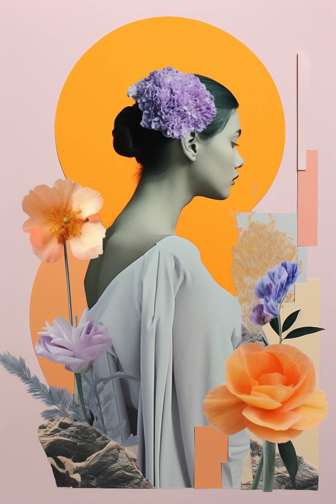 Women with flowers Abstract Wall Art - beink online art store