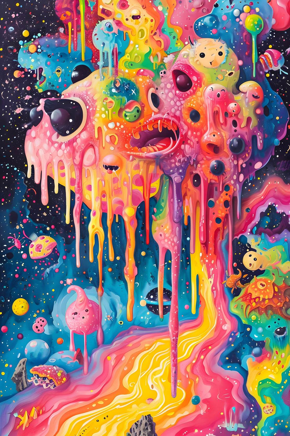 Brightly Colored Psychedelic Painting of a Monster Wall Art - beink online art store
