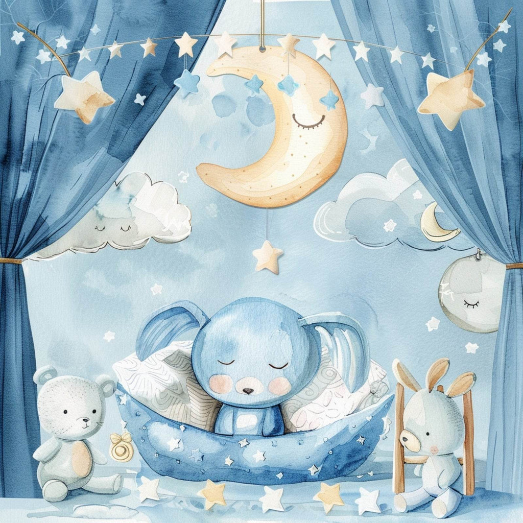 Watercolor Sleeping Bunny Illustration Wall Art - beink online art store