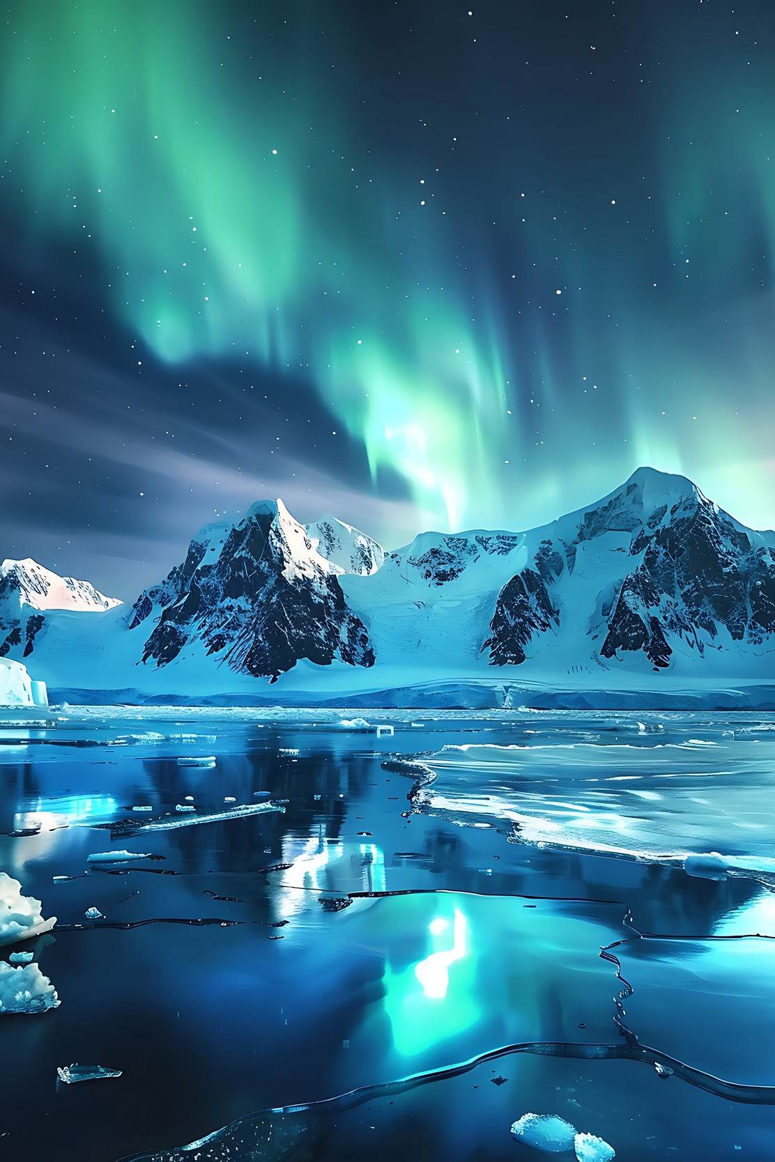 Northern Lights Over Antarctic Peaks wall Art - beink online art store