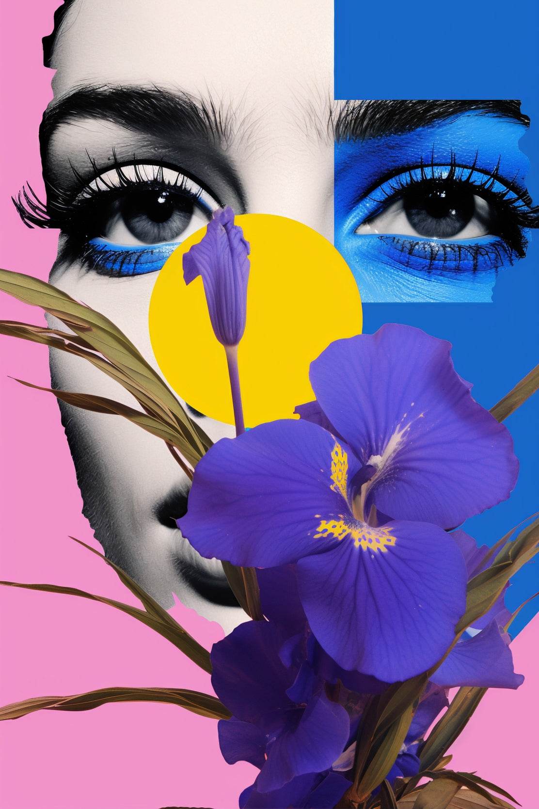 Modern Girl With Flowers Abstract Wall Art - beink online art store