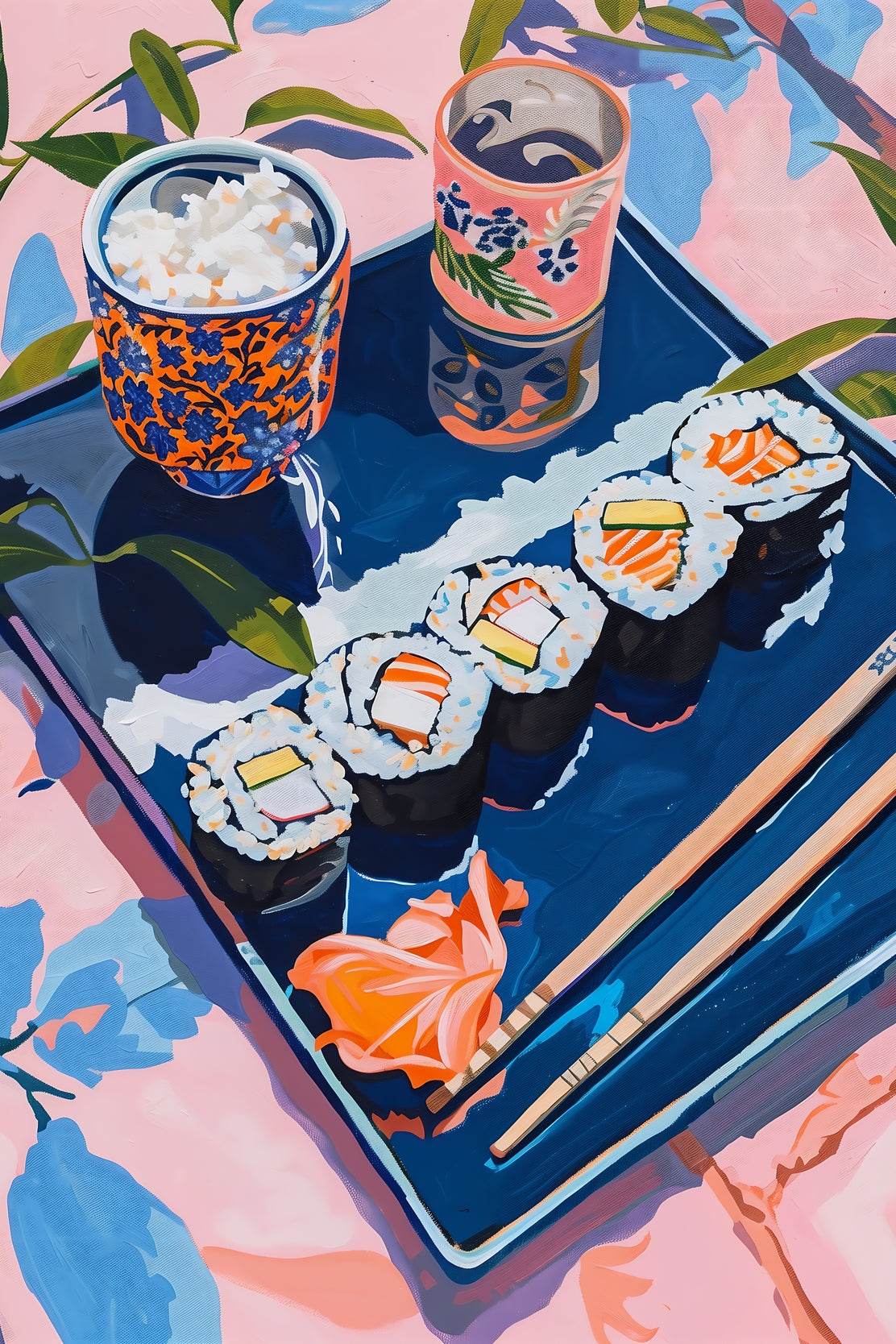 Colorful Sushi Plate Japanese Cuisine Wall Art - beink online art store