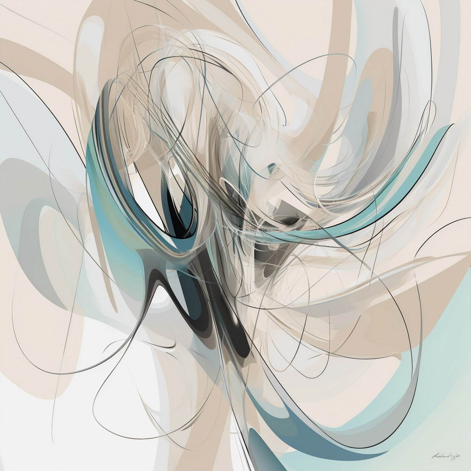 Blue and Brown Swirl Abstract Wall Art - beink online art store