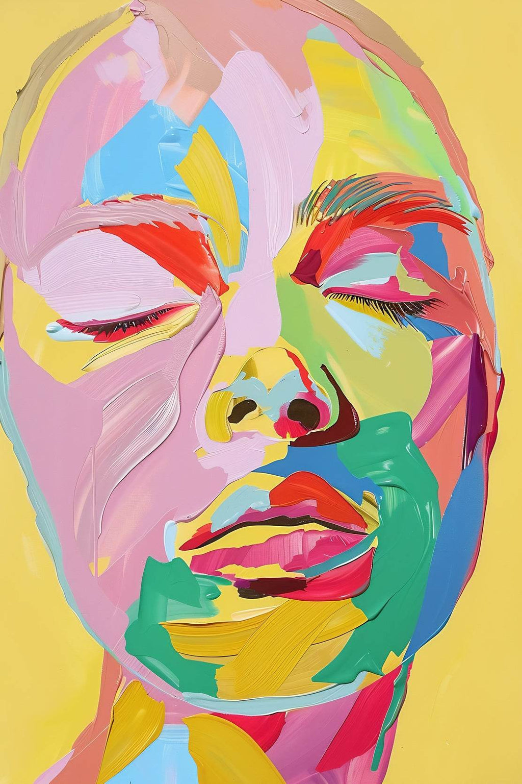 Colorful Face Painting Of Woman Wall Art - beink online art store