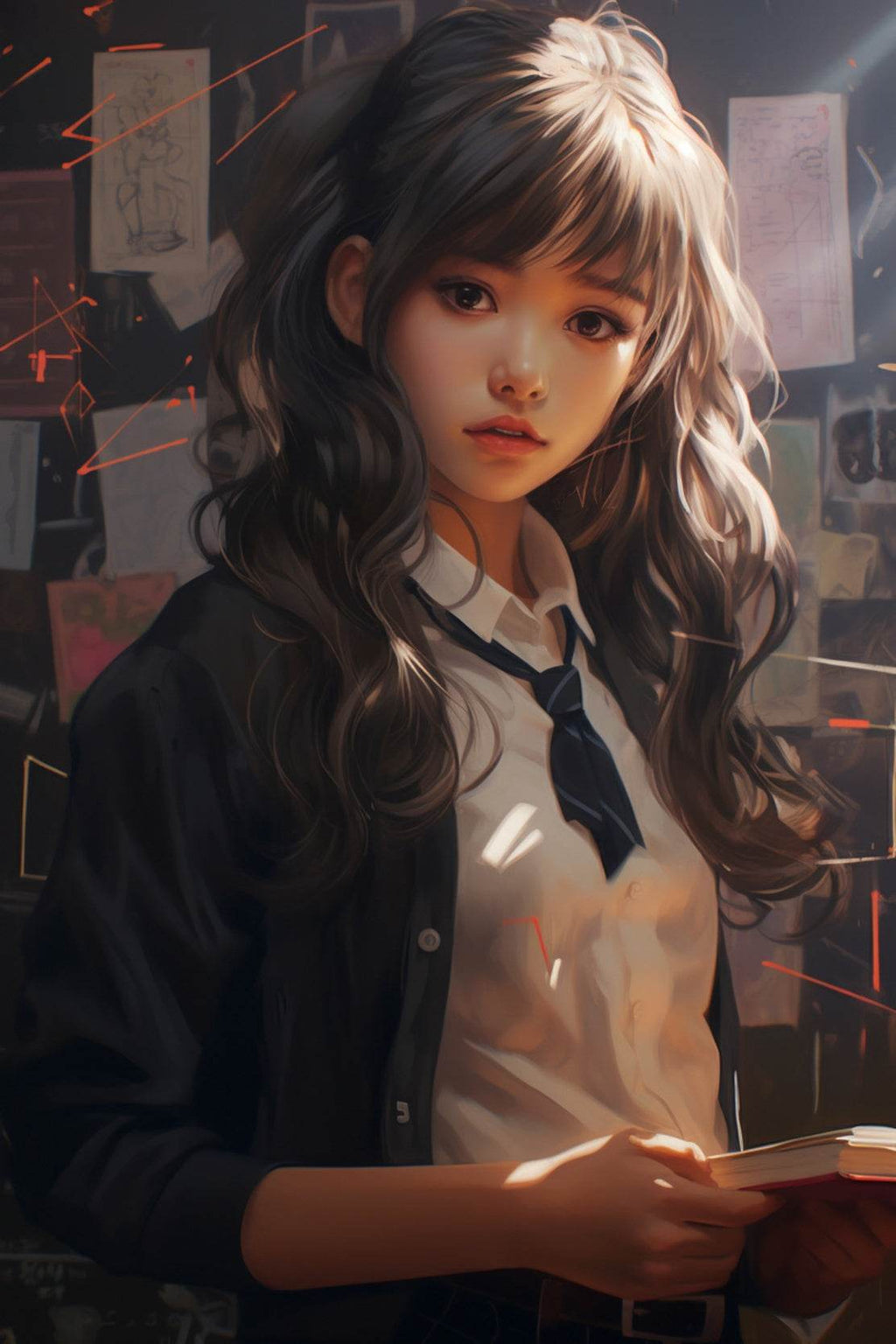 An Anime School Girl in Uniform Wall Art - beink online art store