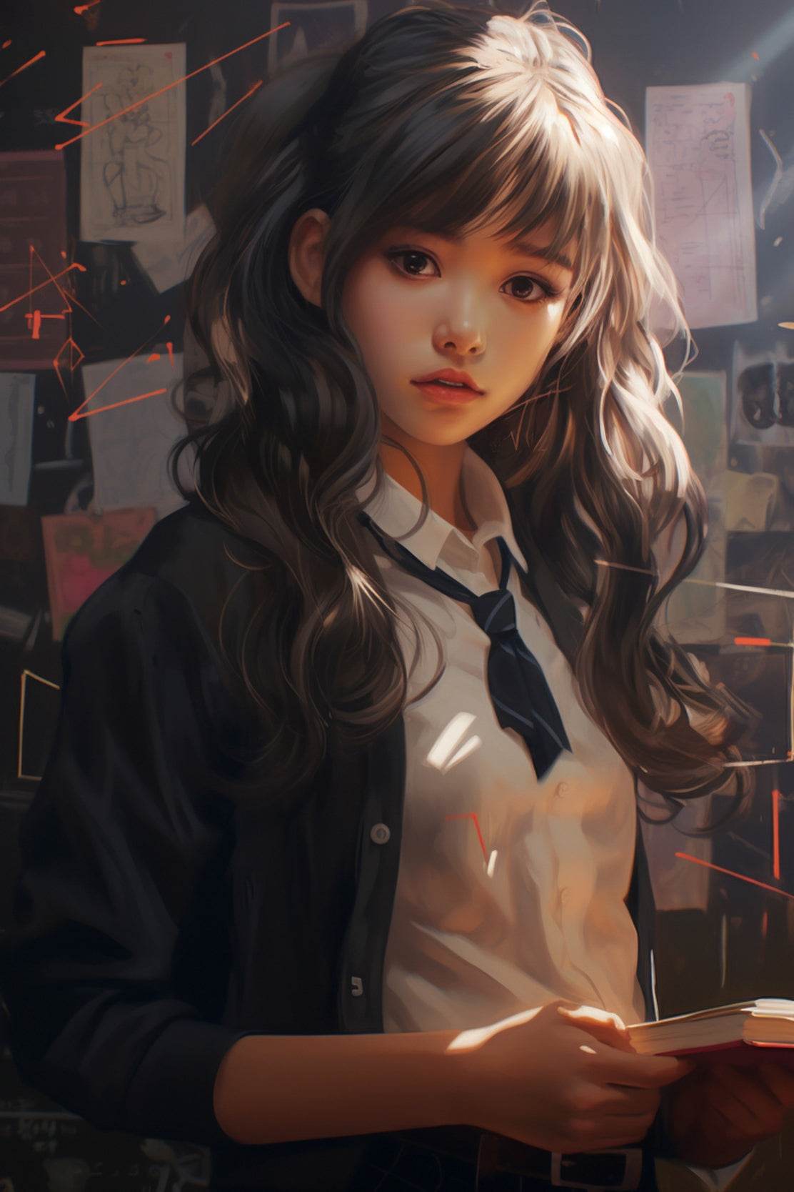 An Anime School Girl in Uniform Wall Art - beink online art store