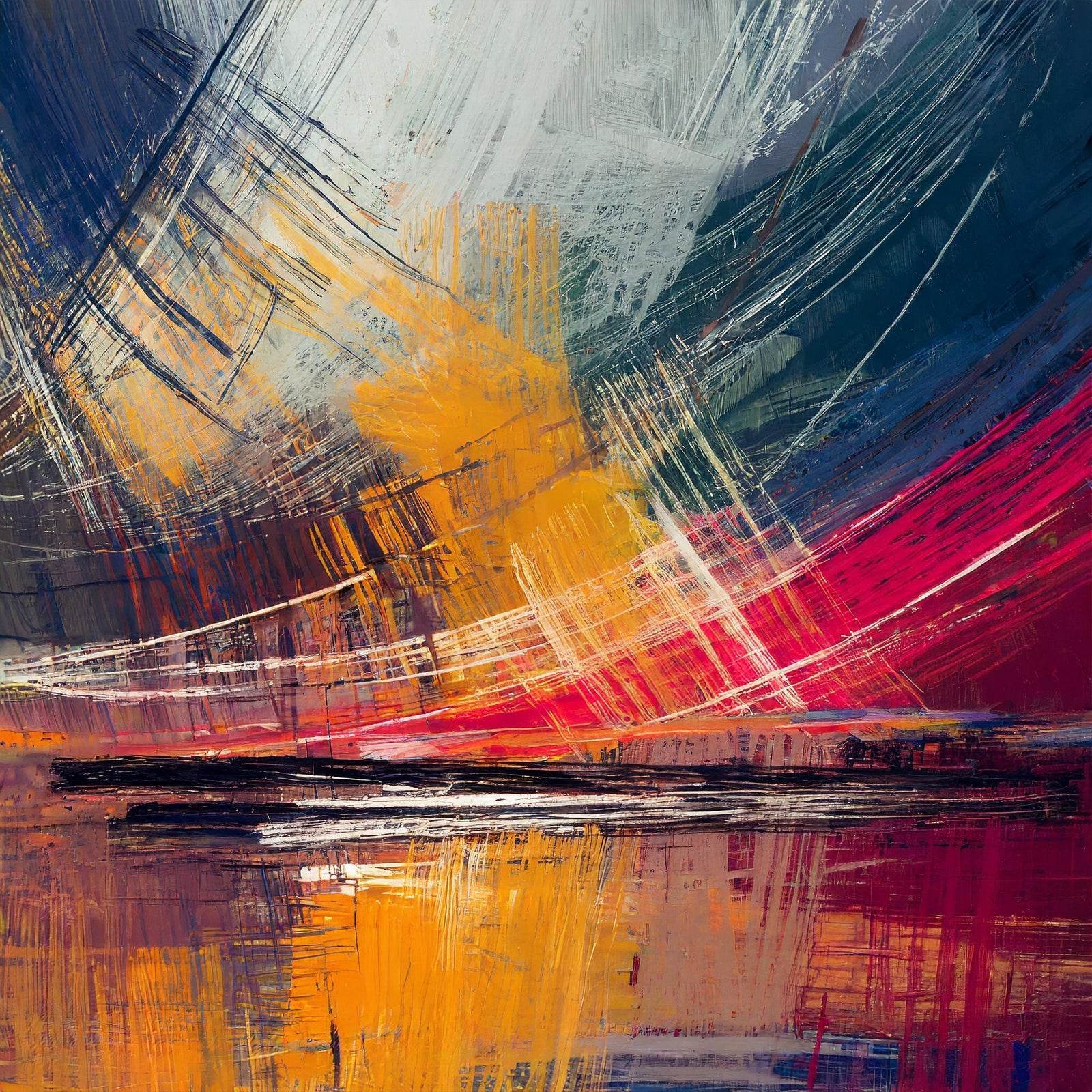 Thin Brush Strokes Abstract Wall Art - beink online art store