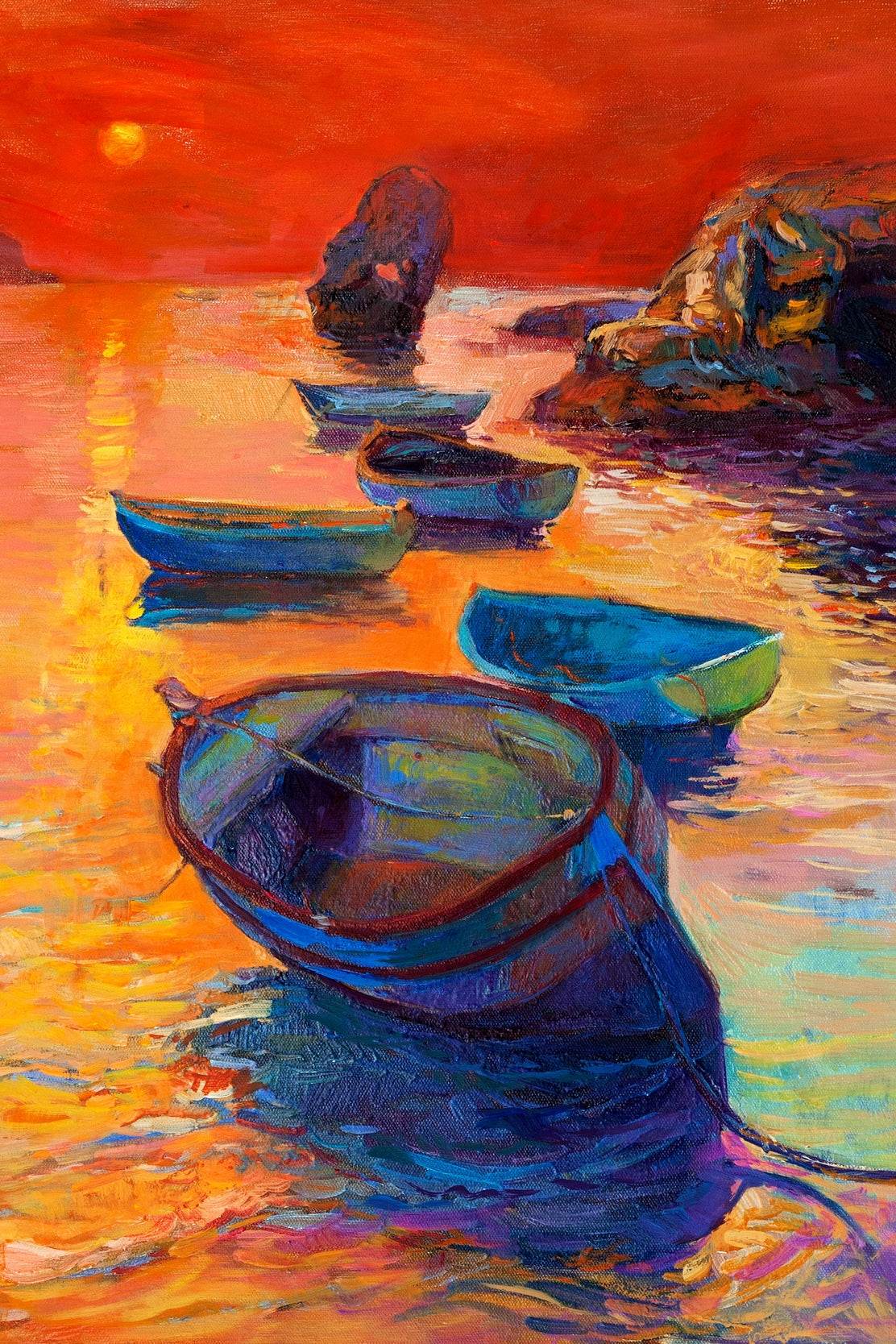 Small Boats at Sunset Wall Art - beink online art store