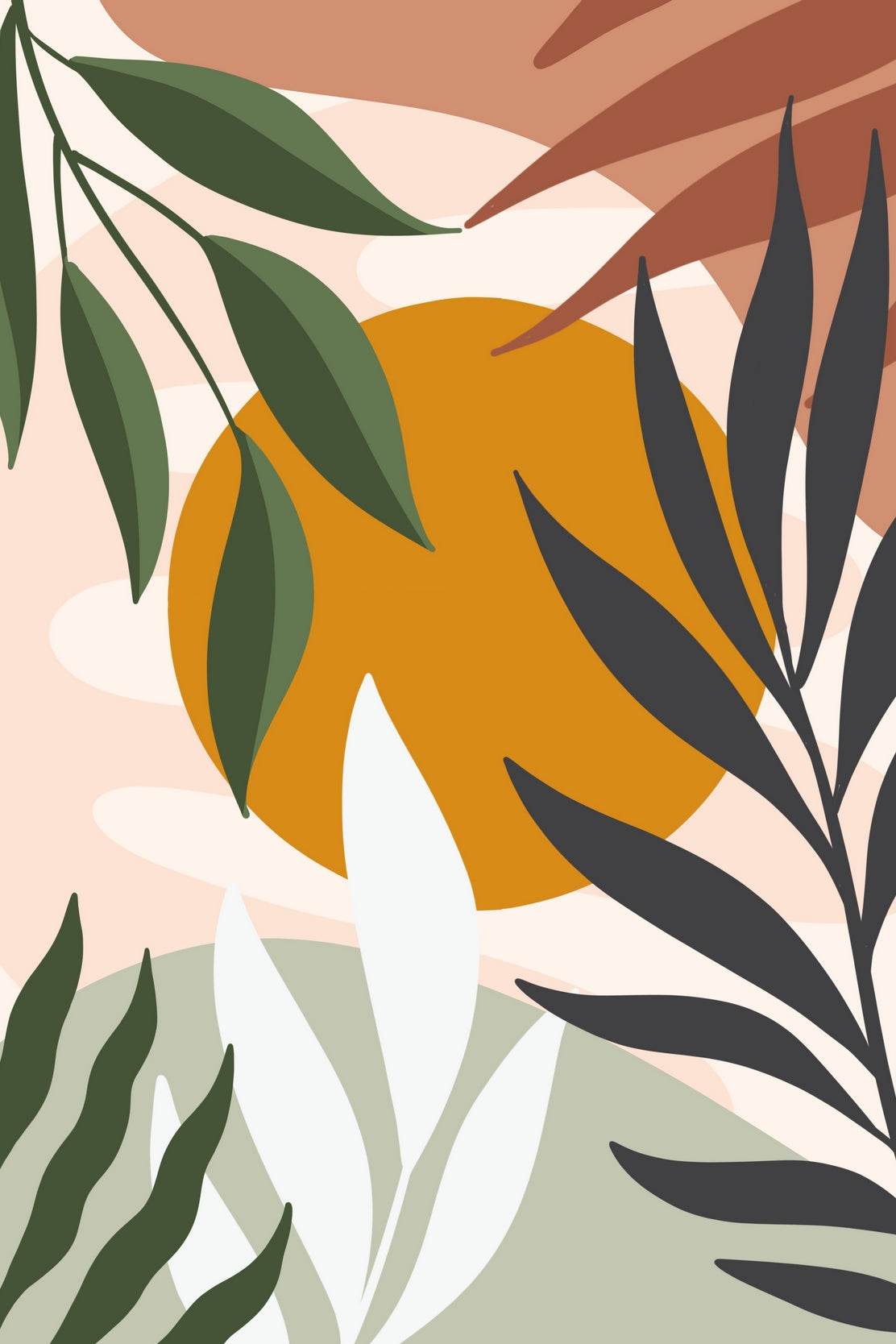 Tropical Leaves with Lush Foliage ArtWork - beink online art store