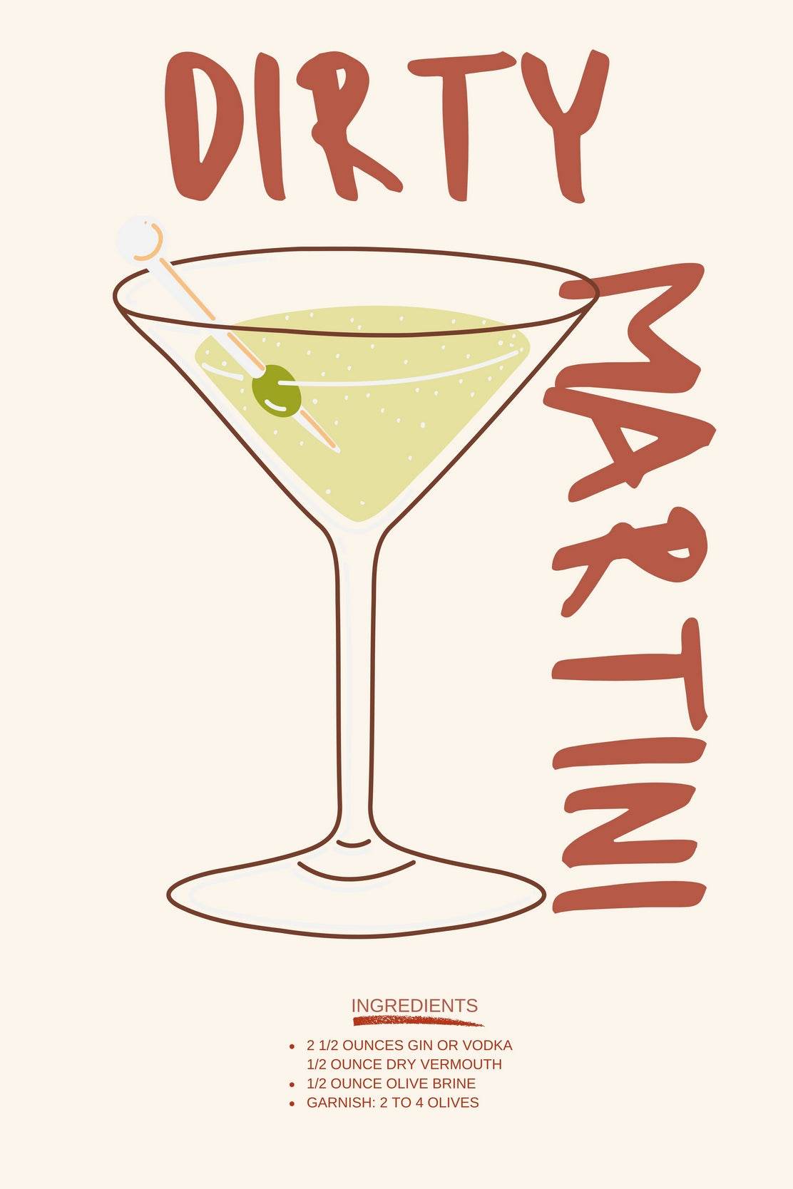Dirty Martini Cocktail Wall Art - beink online art store
