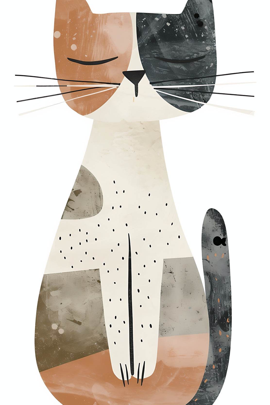 Geomatrical Painted Illustration of a Cat - beink online art store