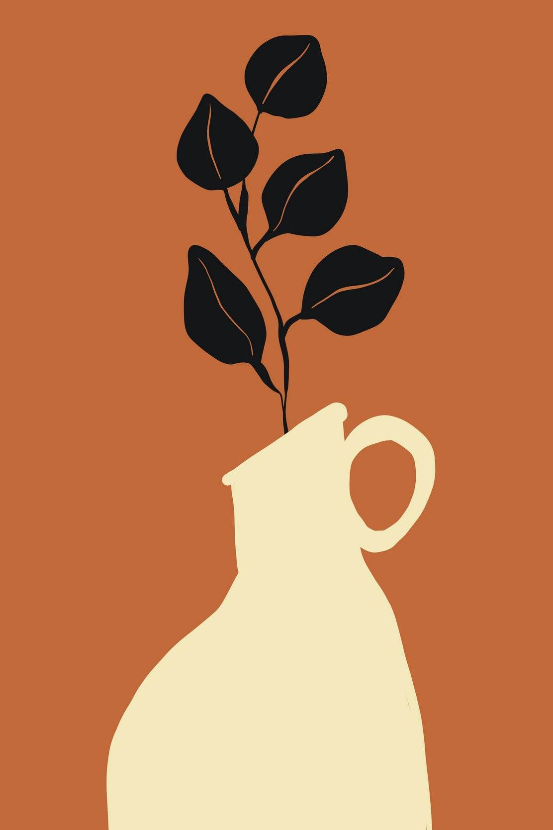 Minimalist Vase Stylized Foliage ArtWork - beink online art store
