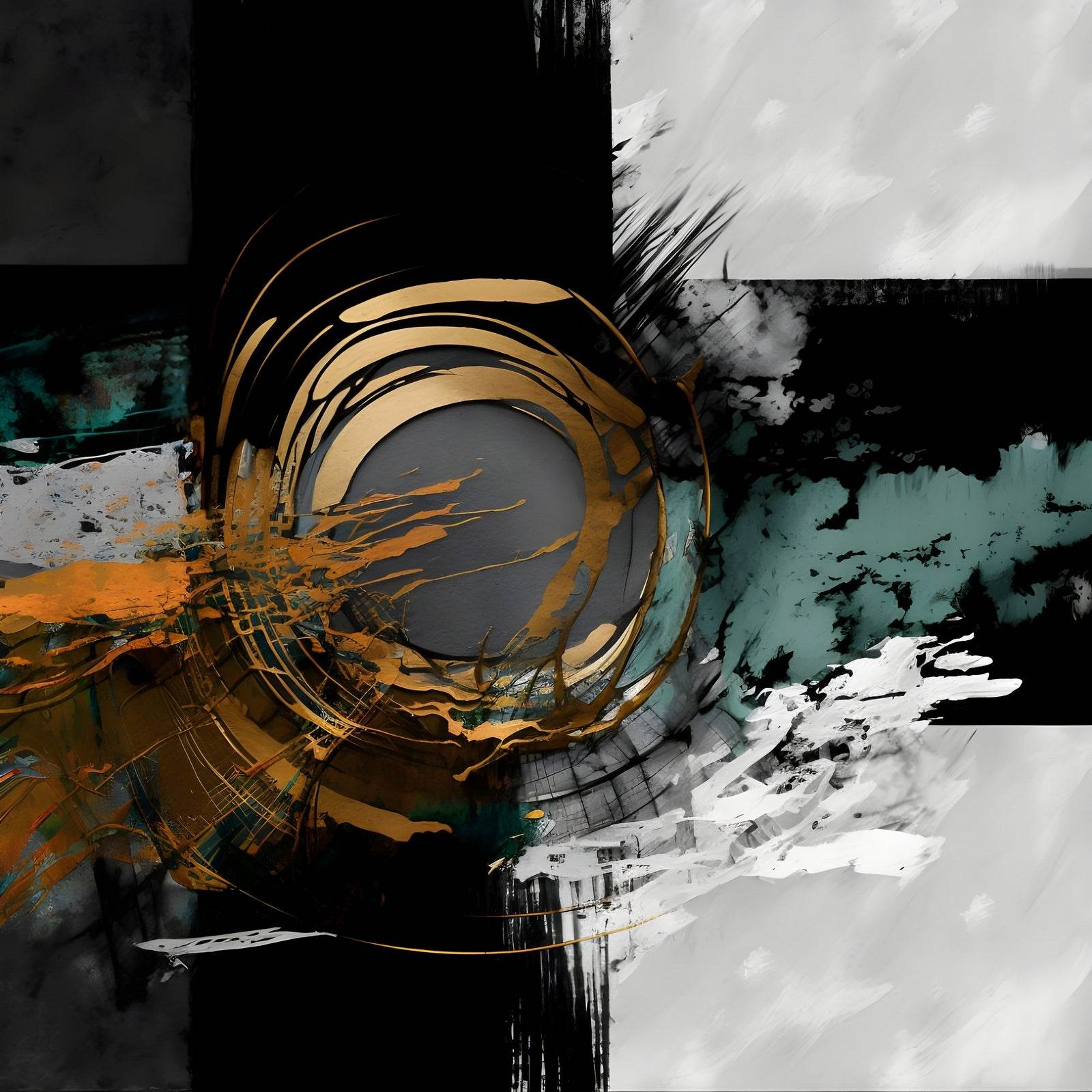 Round Strokes With Square Background Abstract Wall Art - beink online art store