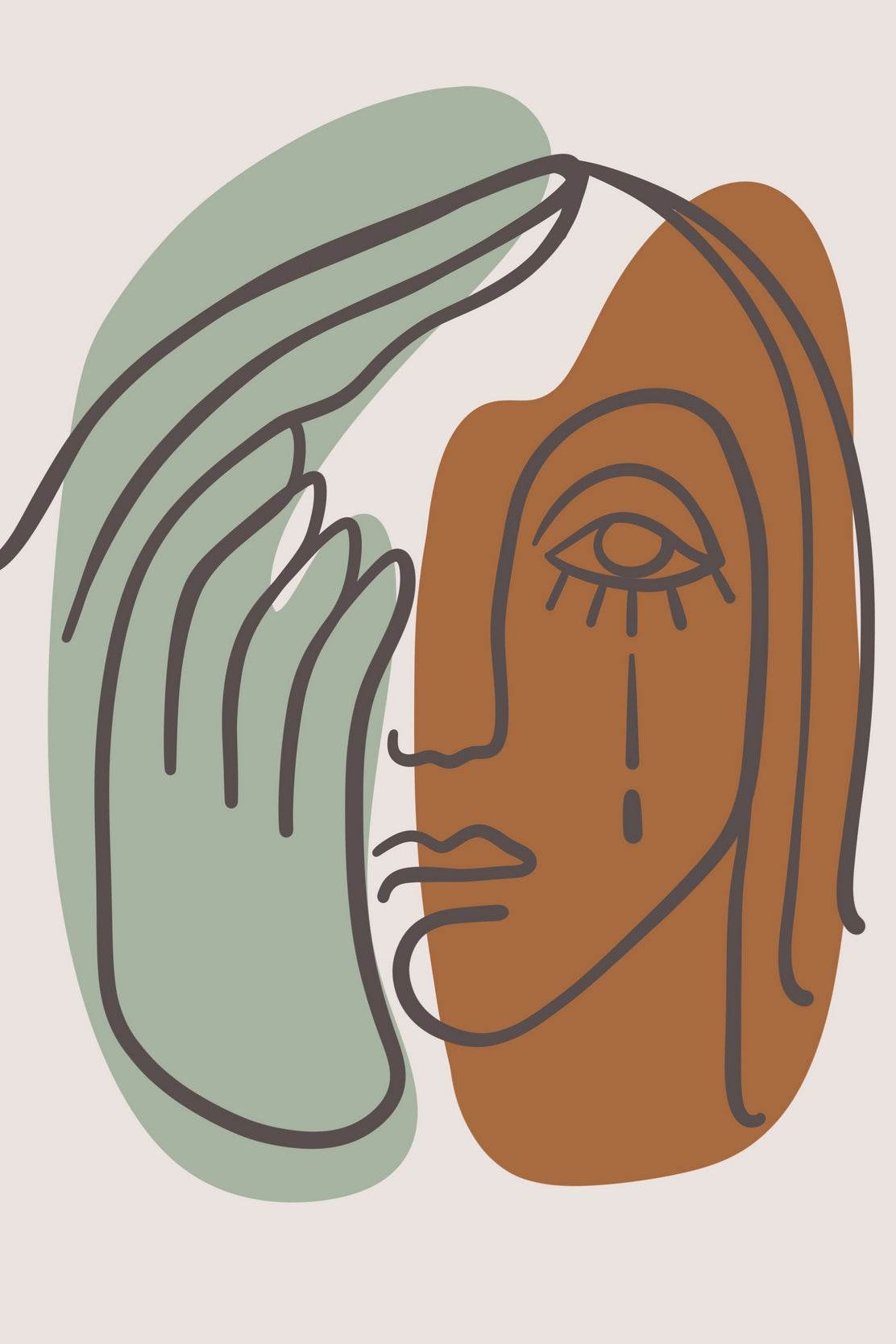 Minimalist Portrait with a Hand Covering an Eye ArtWork - beink online art store