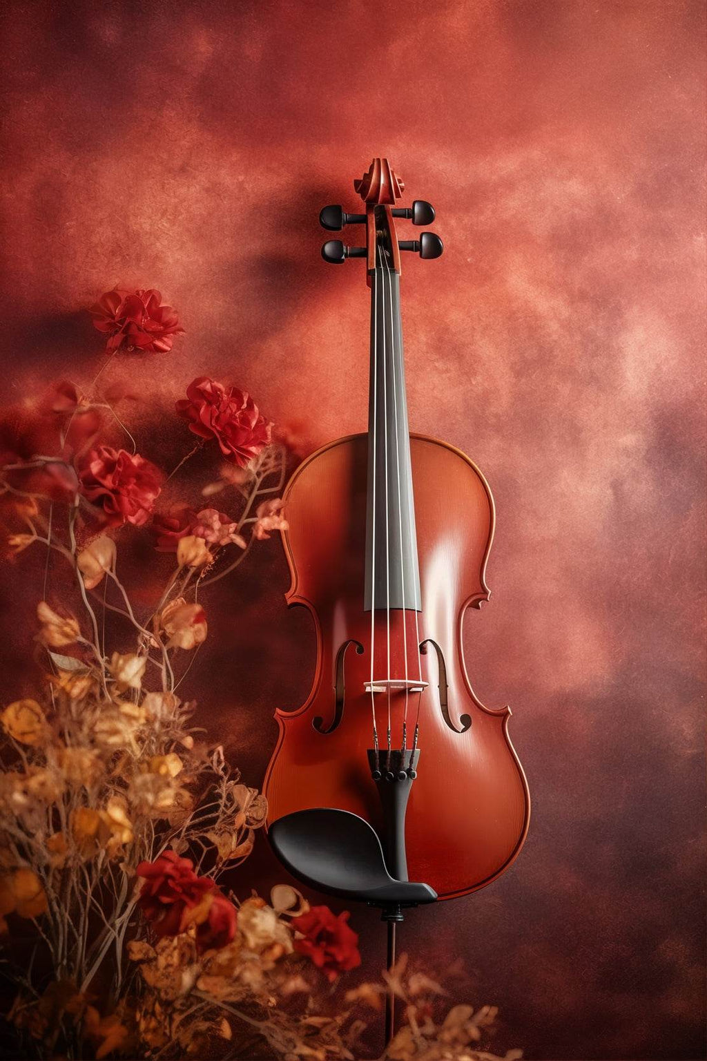 Old Red Wood Violin Wall Art - beink online art store