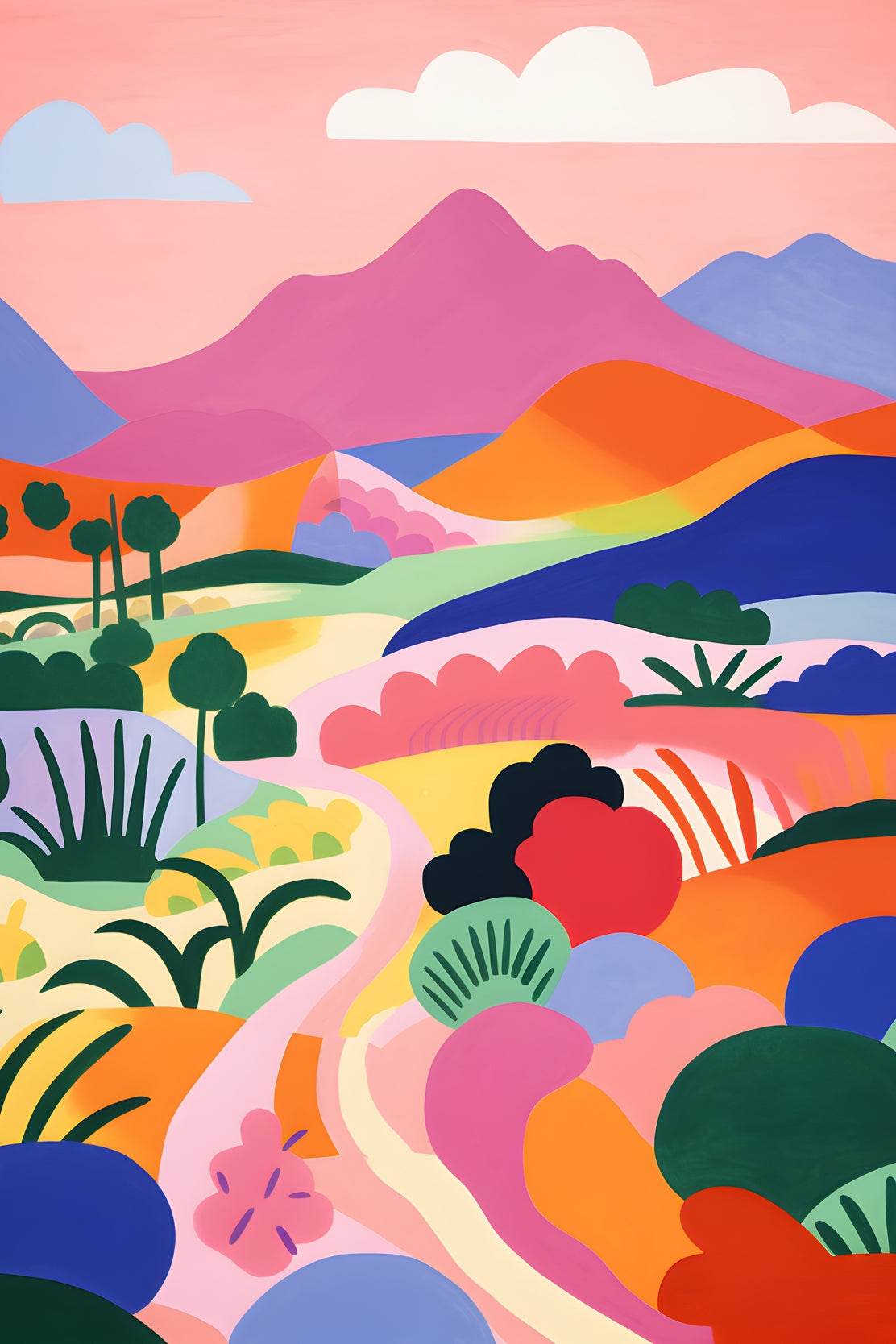 Beautiful Mountain Path Painting Art - beink online art store