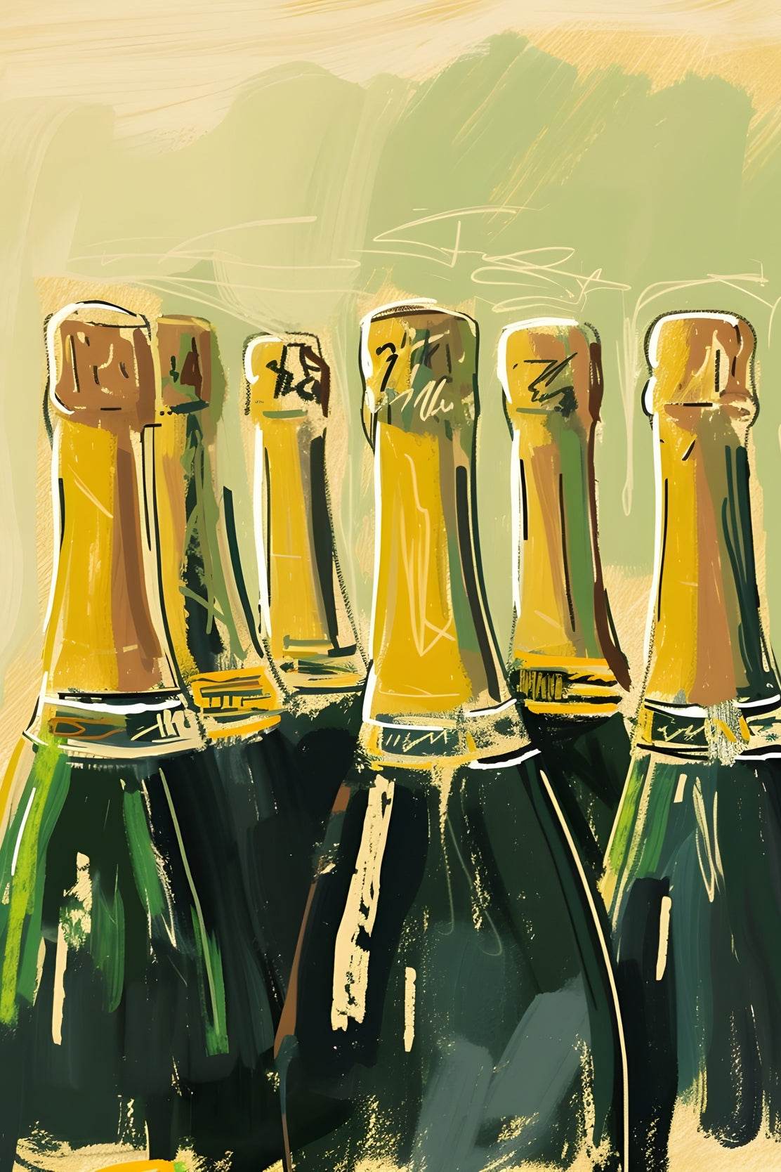 Champagne Bottles Wall Art - beink online art store