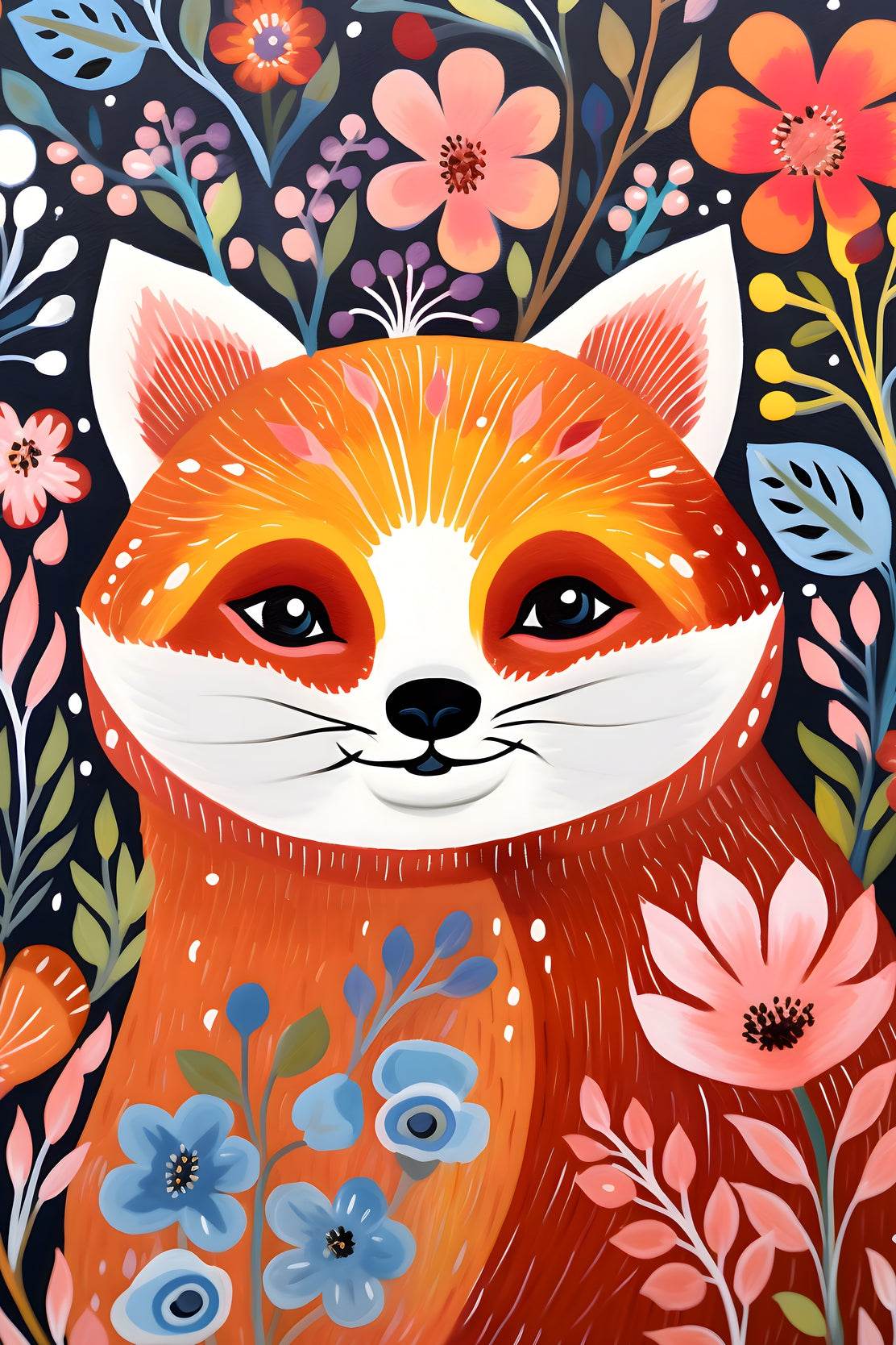 Colorful Painting of Smiling Fox - beink online art store
