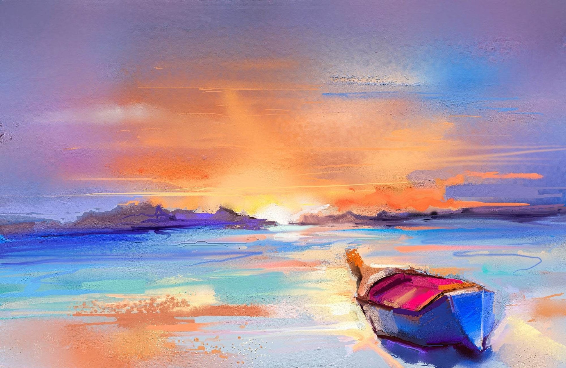 Wooden Boat On The Beach Wall Art - beink online art store