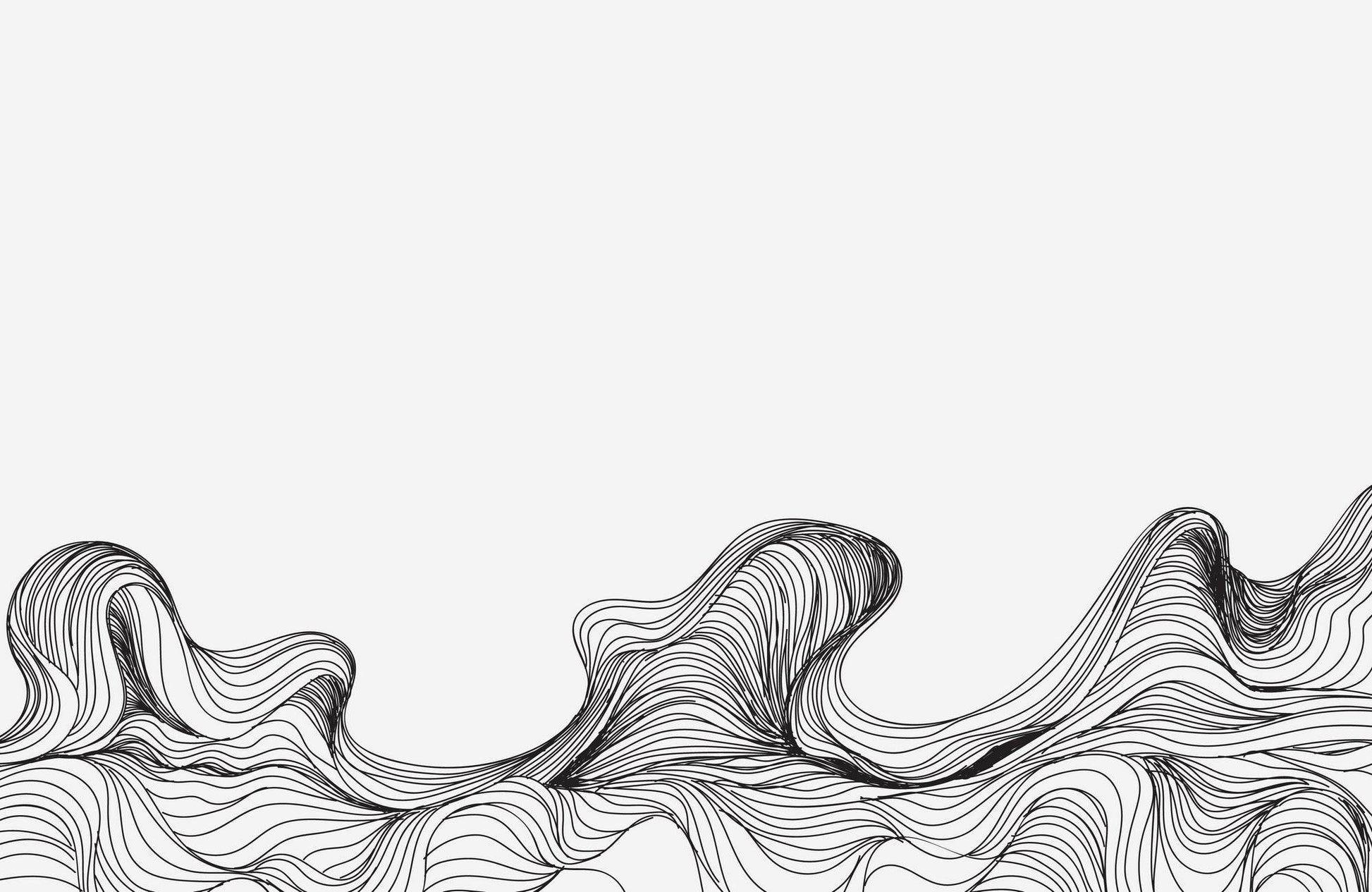 Handdrawn Thin Waves Abstract Wall Art - beink online art store