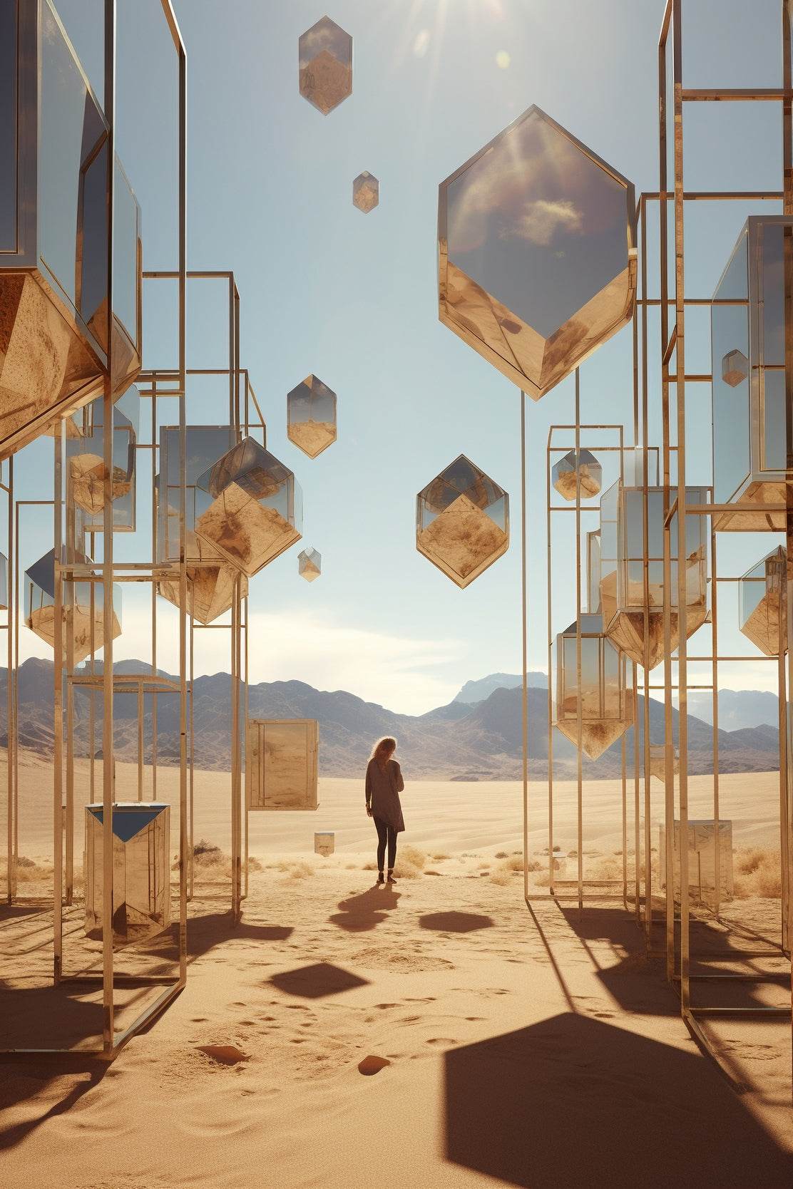 Digital Painting of Women Standing in Desert - beink online art store
