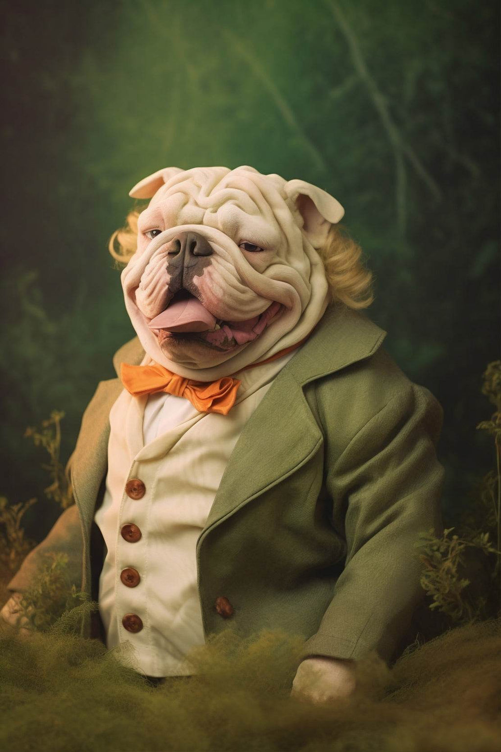 Comical Bulldog Wearing Coat Animal Wall Art - beink online art store