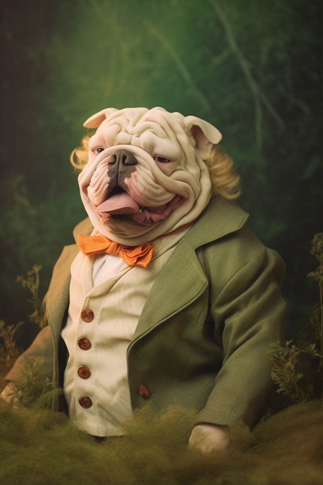 Comical Bulldog Wearing Coat Animal Wall Art - beink online art store
