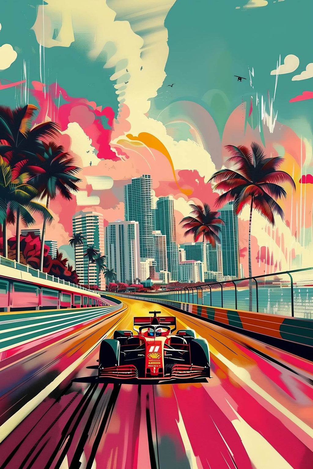 Formula 1 Watercolor Painting Wall Art - beink online art store