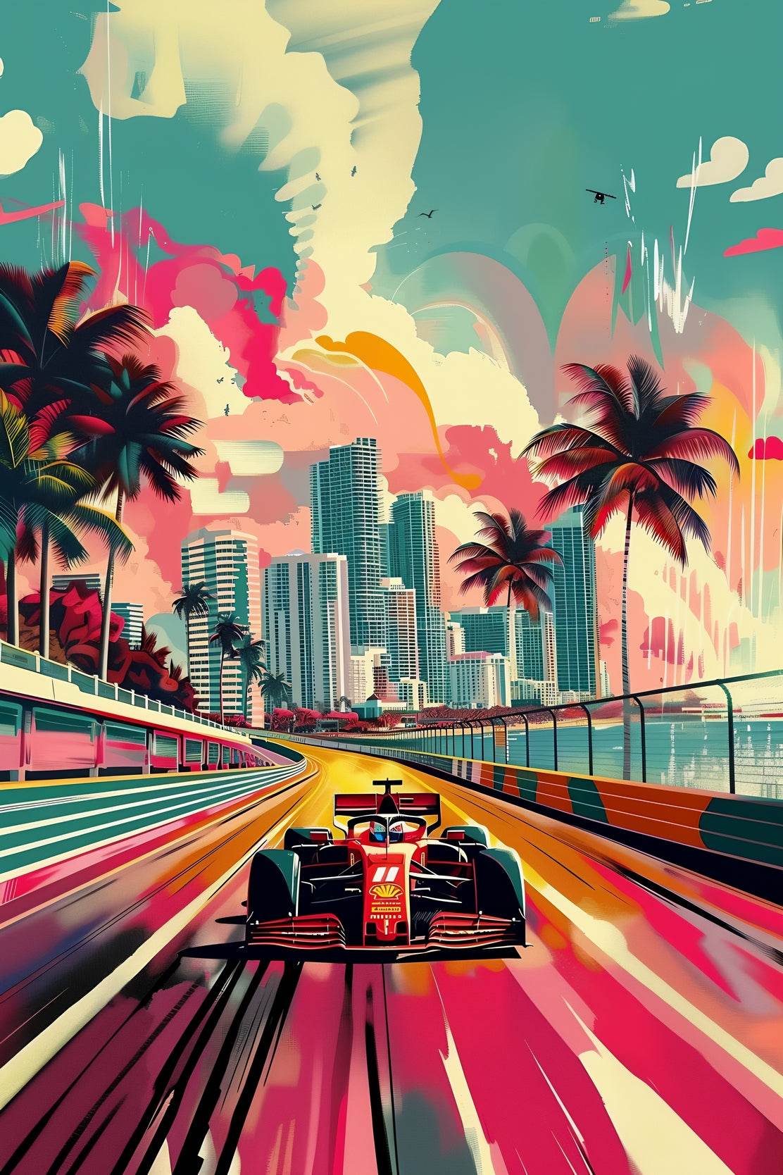 Formula 1 Watercolor Painting Wall Art - beink online art store