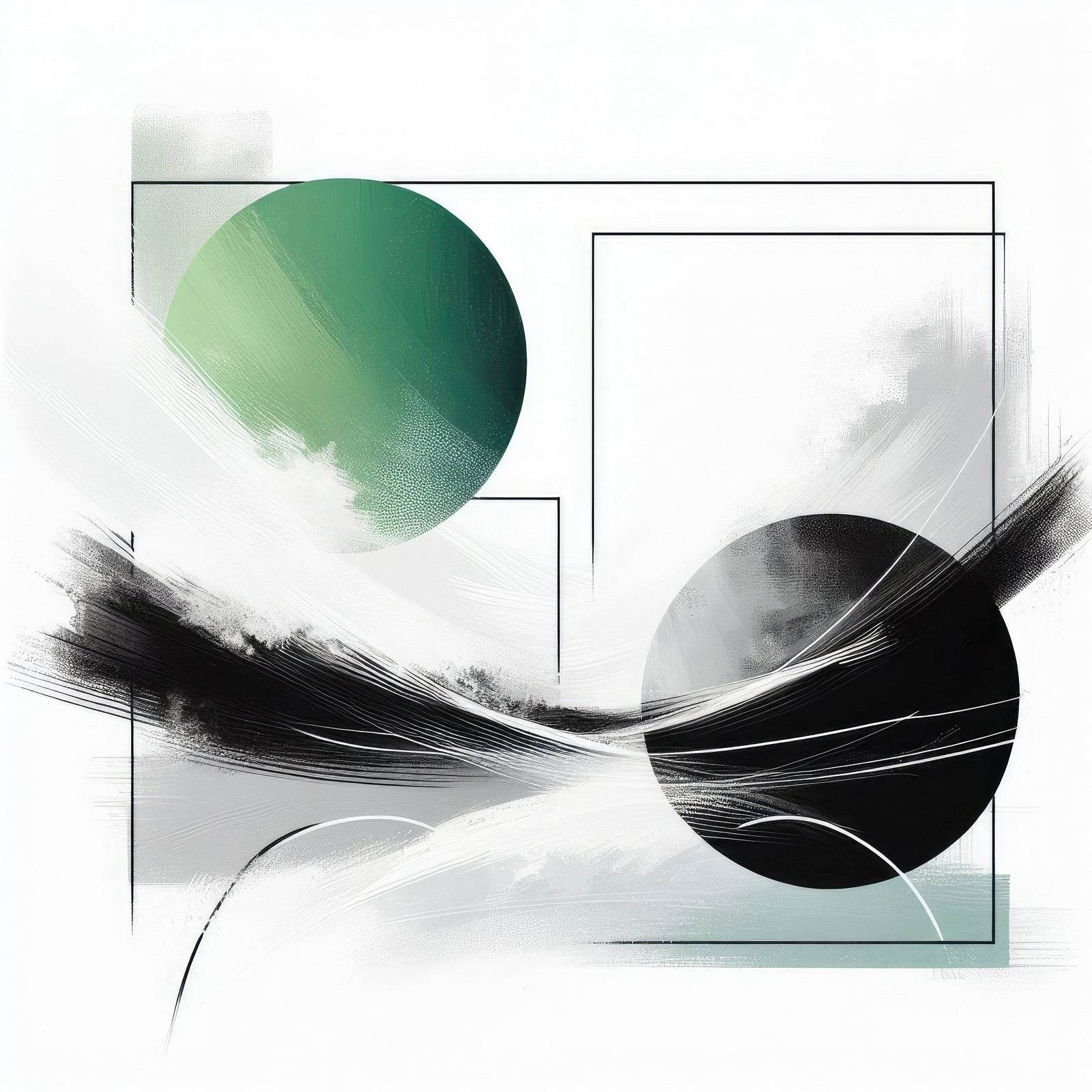 Green and Black Symmetry Abstract Wall Art - beink online art store