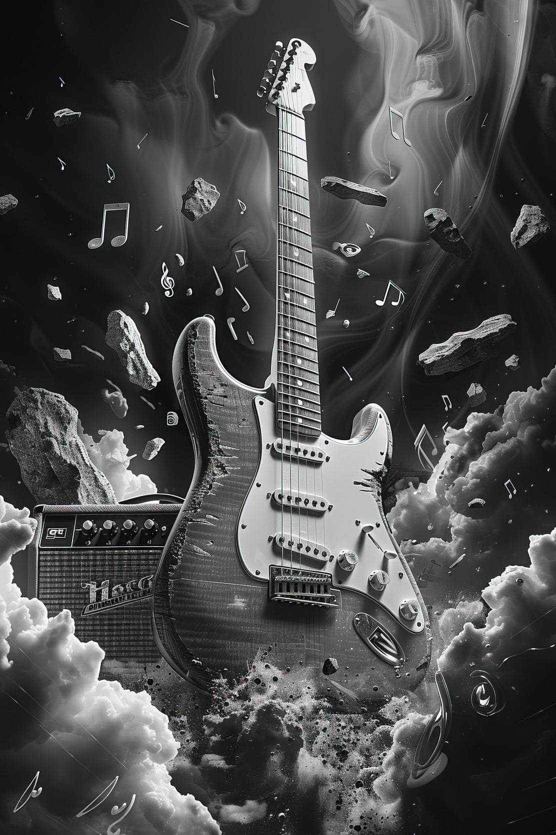 Black Rock Electric Guitar Wall Art - beink online art store