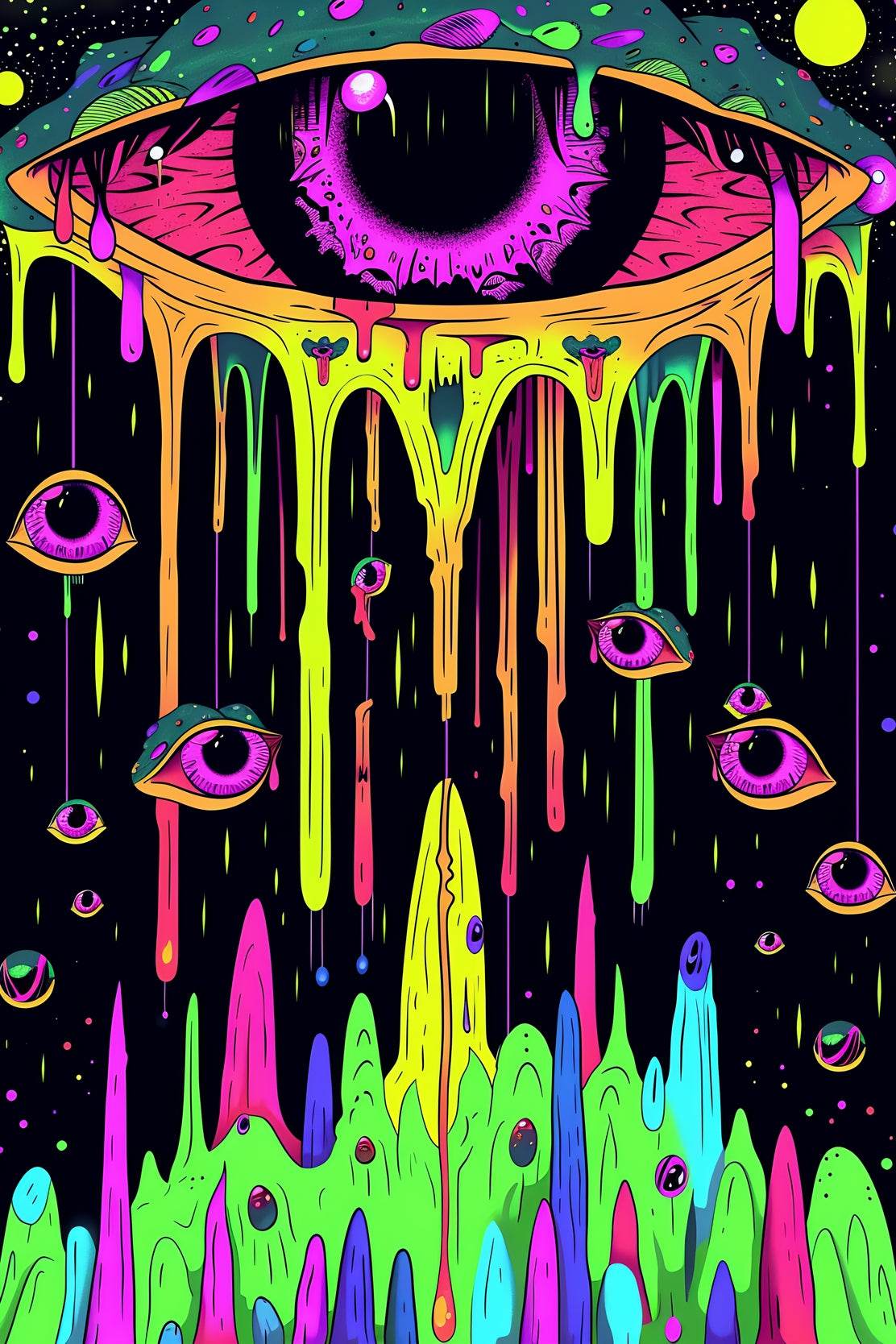 Neon Psychedelic Eye Wall Art - beink online art store