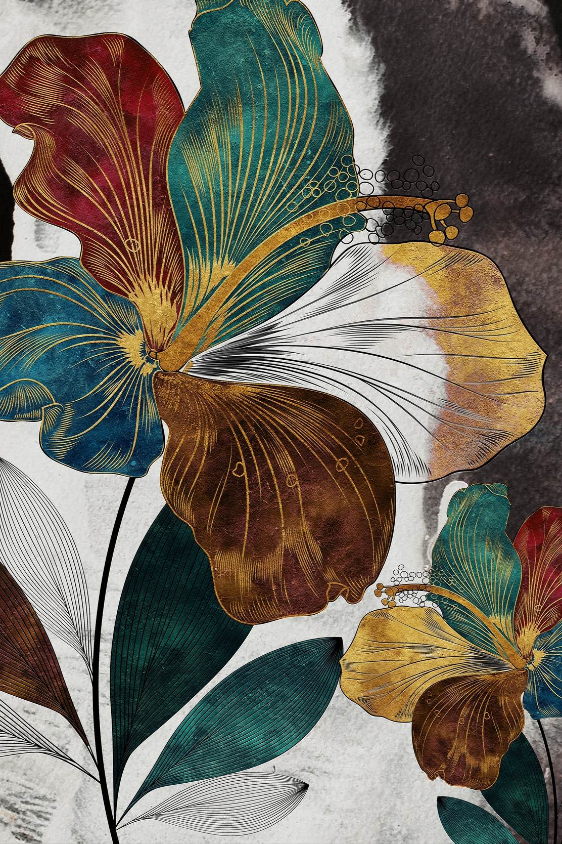 Floral Fusion - Multicolor Patels Modern Wall Art - beink online art store