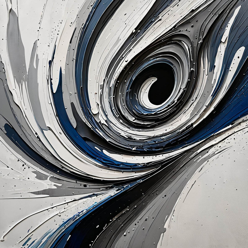 Paint of Blue and White Swirl Abstract Wall Art - beink online art store