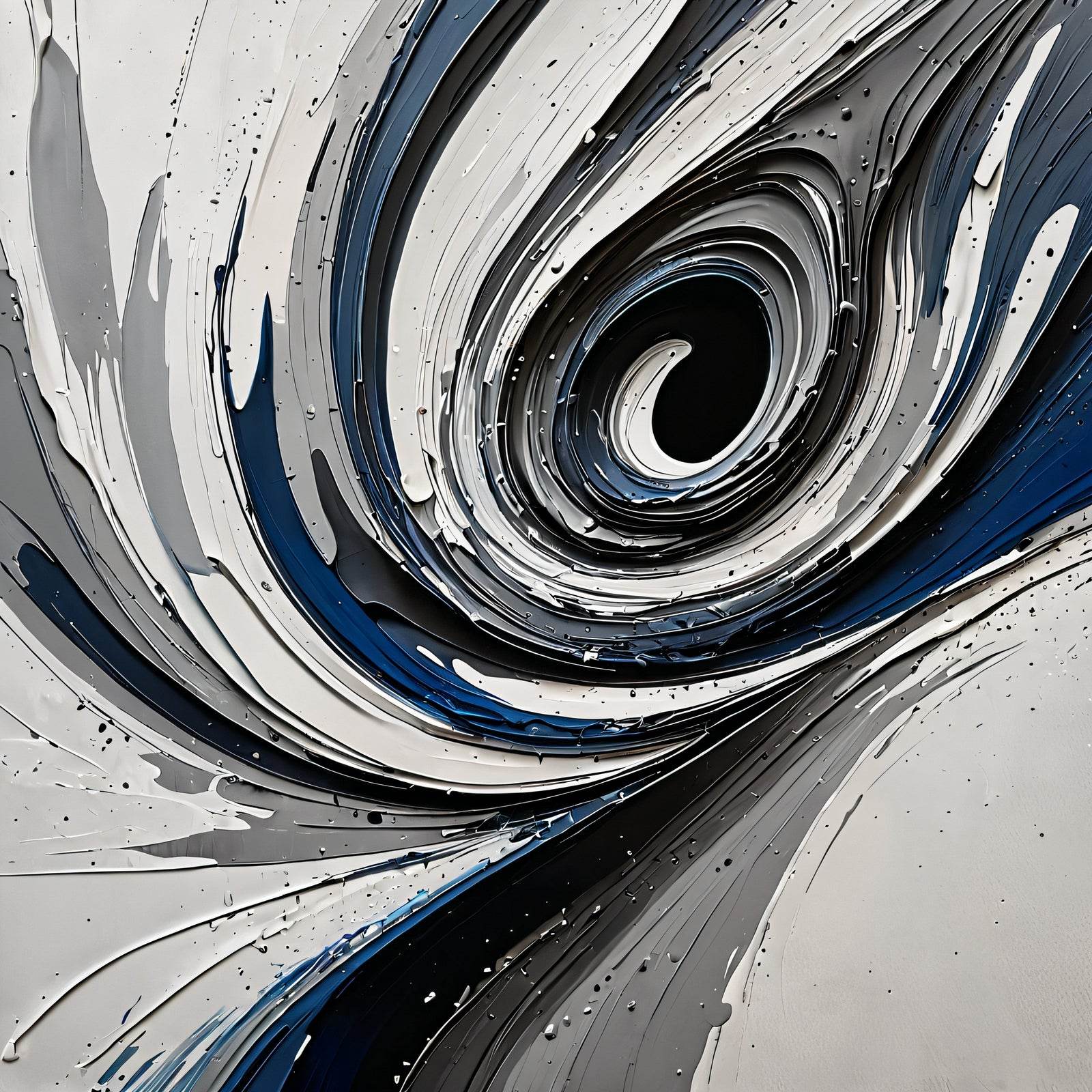 Paint of Blue and White Swirl Abstract Wall Art - beink online art store