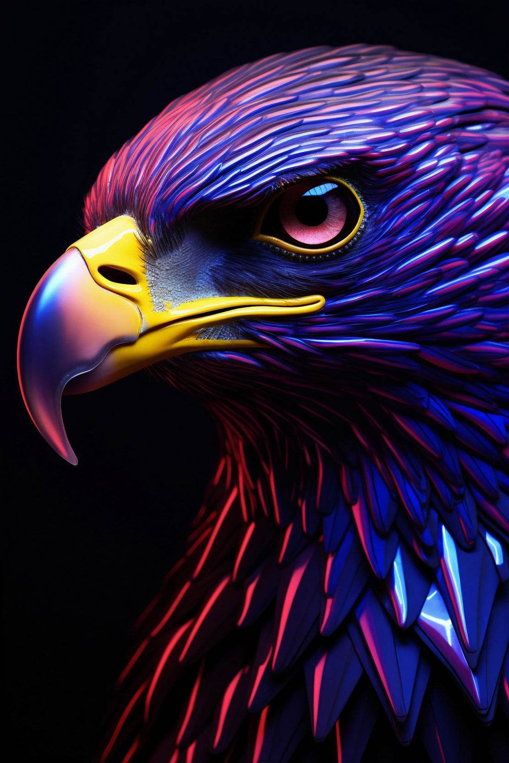 Golden Eagle Painted Blue and Pink Bird Wall Art - beink online art store