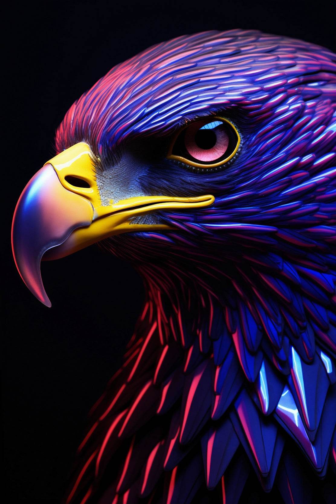 Golden Eagle Painted Blue and Pink Bird Wall Art - beink online art store