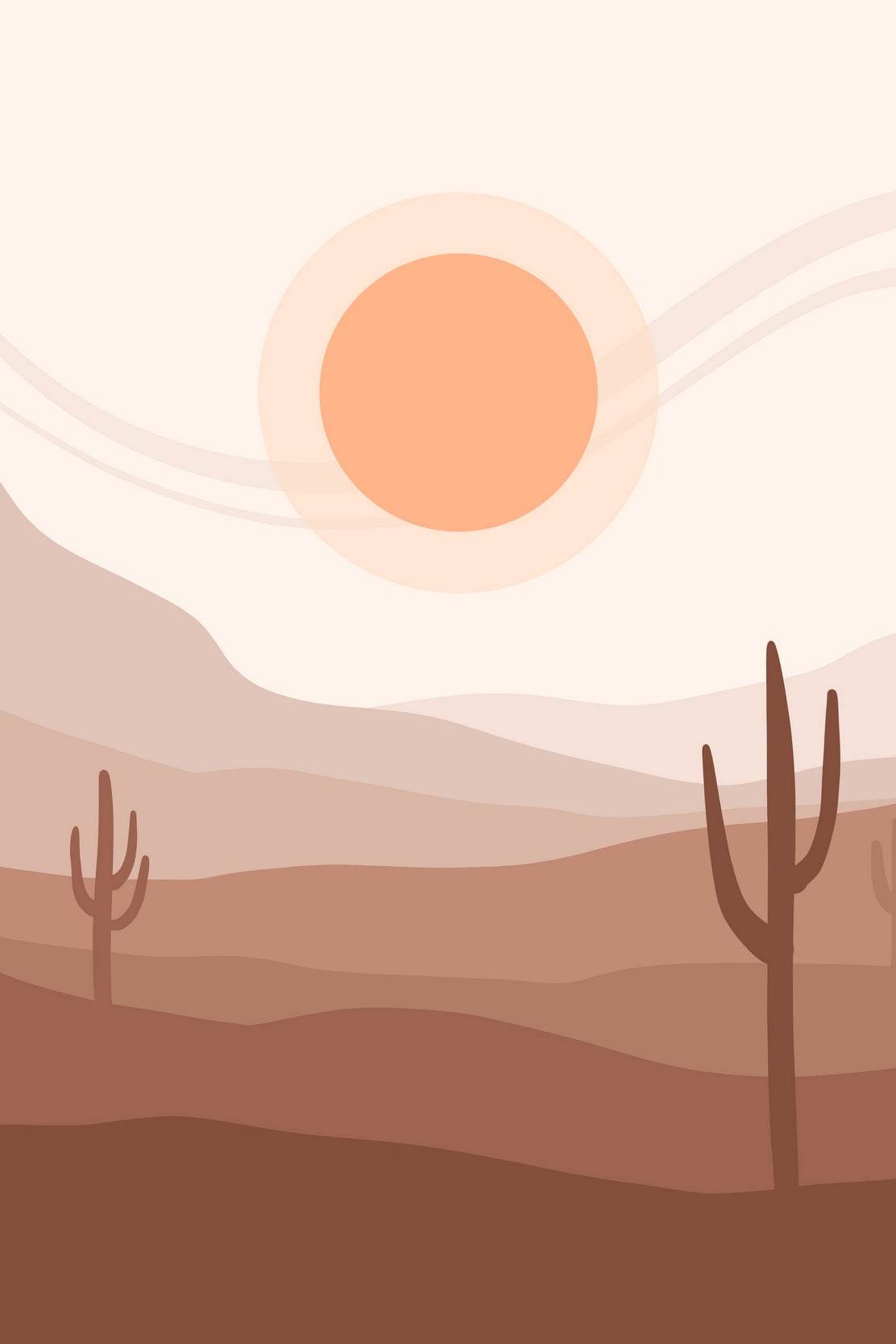 Desert Landscape with a Large Orange Sun ArtWork - beink online art store