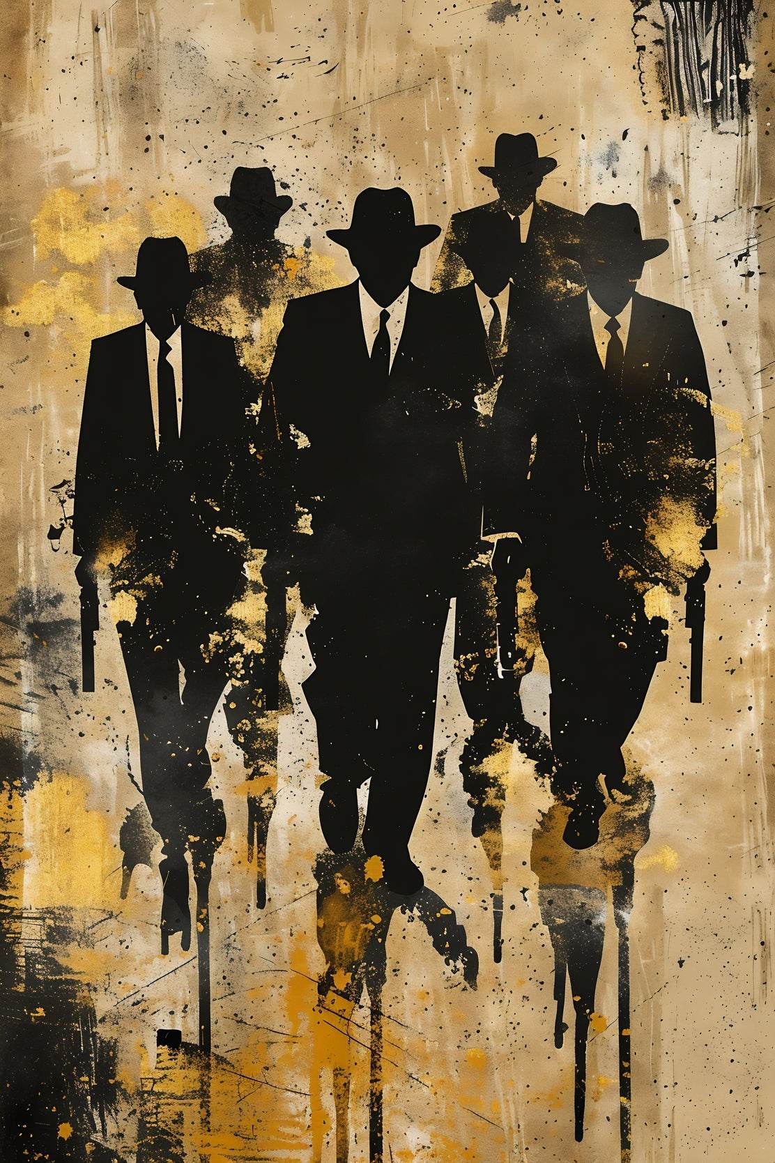 Painting of a Group of Men in Suits and Hats - beink online art store