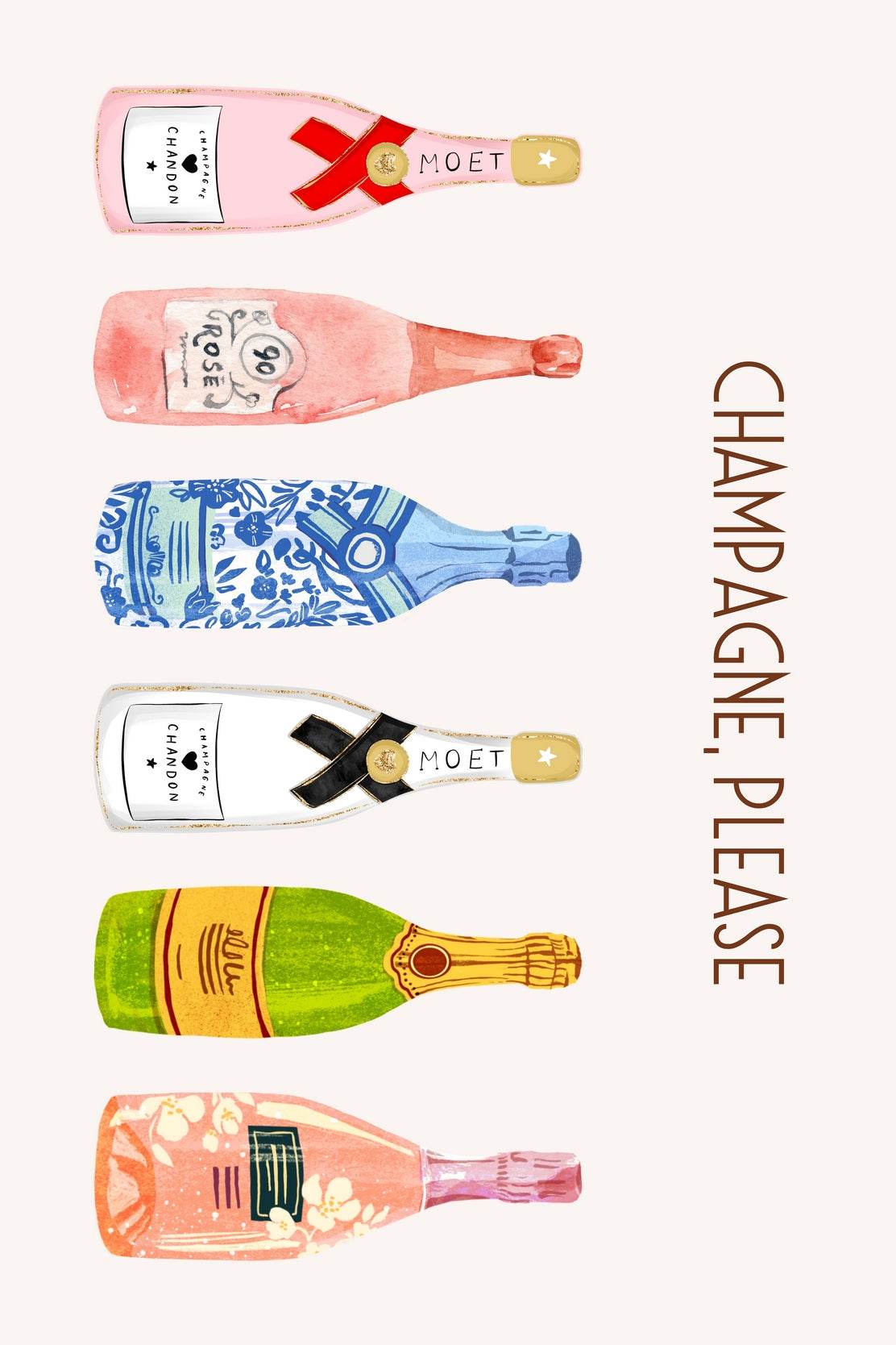 Different Bottles of Champagne Wall Art - beink online art store