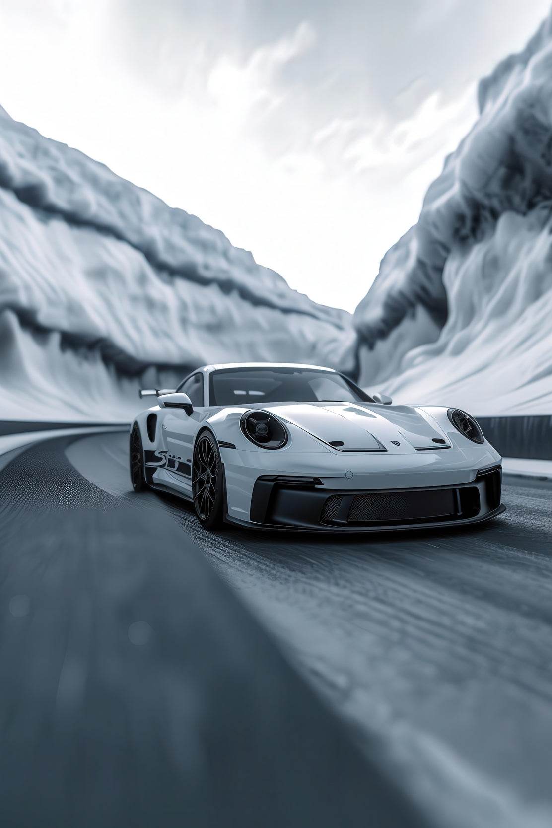 Porsche 992 GT3 White Wall Art - beink online art store