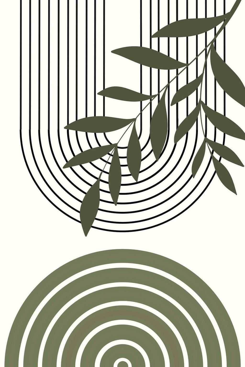 Abstract art Piece with a Leafy Branch ArtWork - beink online art store