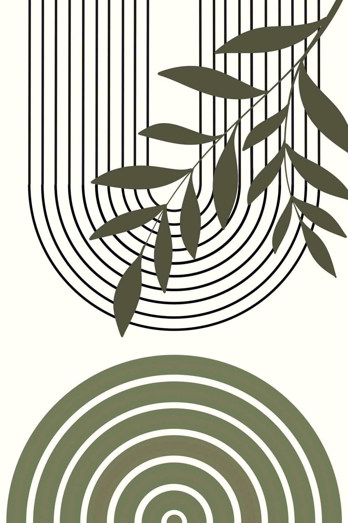 Abstract art Piece with a Leafy Branch ArtWork - beink online art store