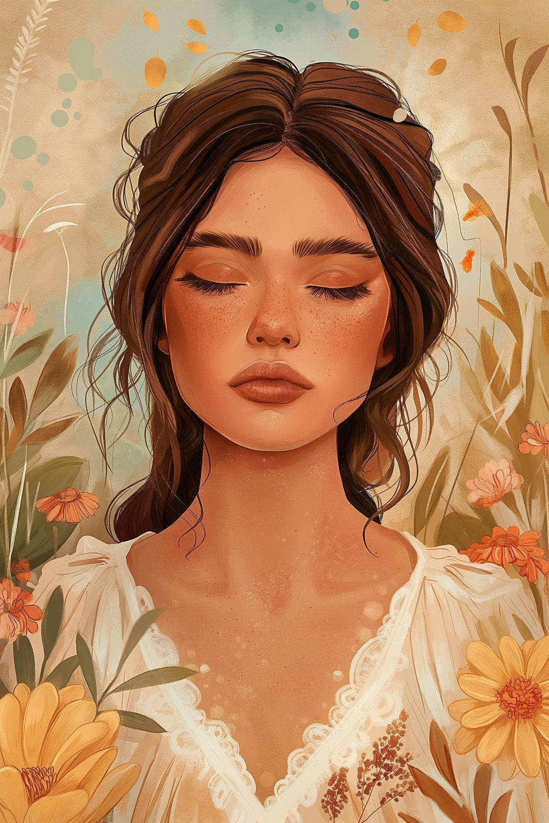 Woman Illustration Boho Feminine ArtWork - beink online art store